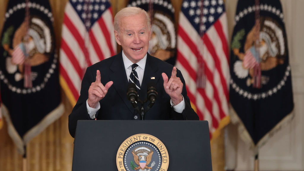 President Biden delivers remarks about his scaled-back &quot;Build Back Better&quot; social spending bill at the White House on Thursday. (Getty Images)
