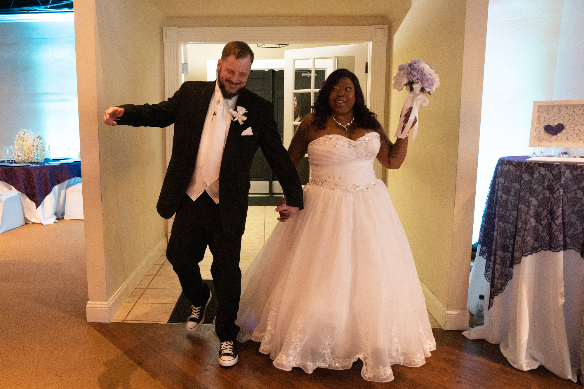 Nunny and Scott Reece celebrate after renewing their vows on Feb. 8, 2020, fulfilling Nunny's dream of having a big wedding. "I just wanted to remind him ... that I take my vows seriously, too. I think he wanted to show me that he's not just my caregiver," Nunny said.
