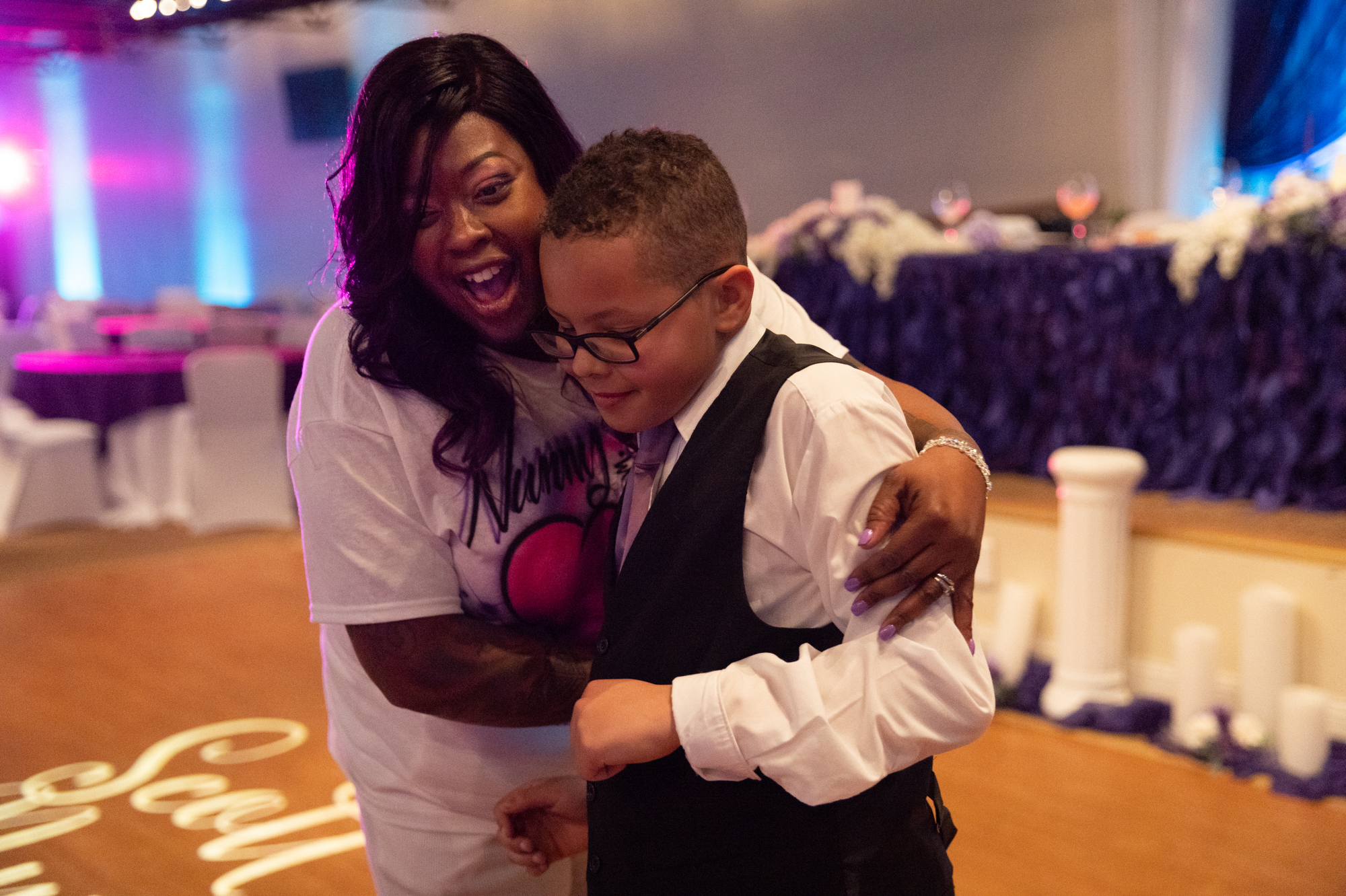 Nunny Reece hugs her son Ryan after renewing her vows. "That little boy, he just makes it known that he is all about his mom. And he loves his mom. He needs me here. And he wants me here."