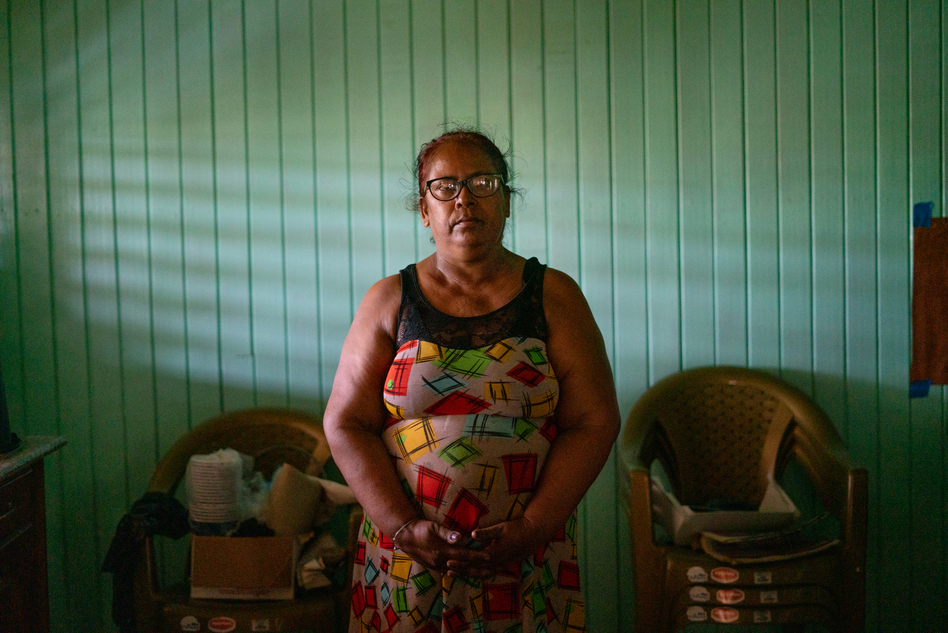 Chandroutie Persaud lived in a home with a flooded first floor for months. 'Imagine, I used to wear long boots to go to my washroom,' she says. It destroyed much of her home garden, as well as a season of rice and cash crops. 'We carry great losses,' she says.