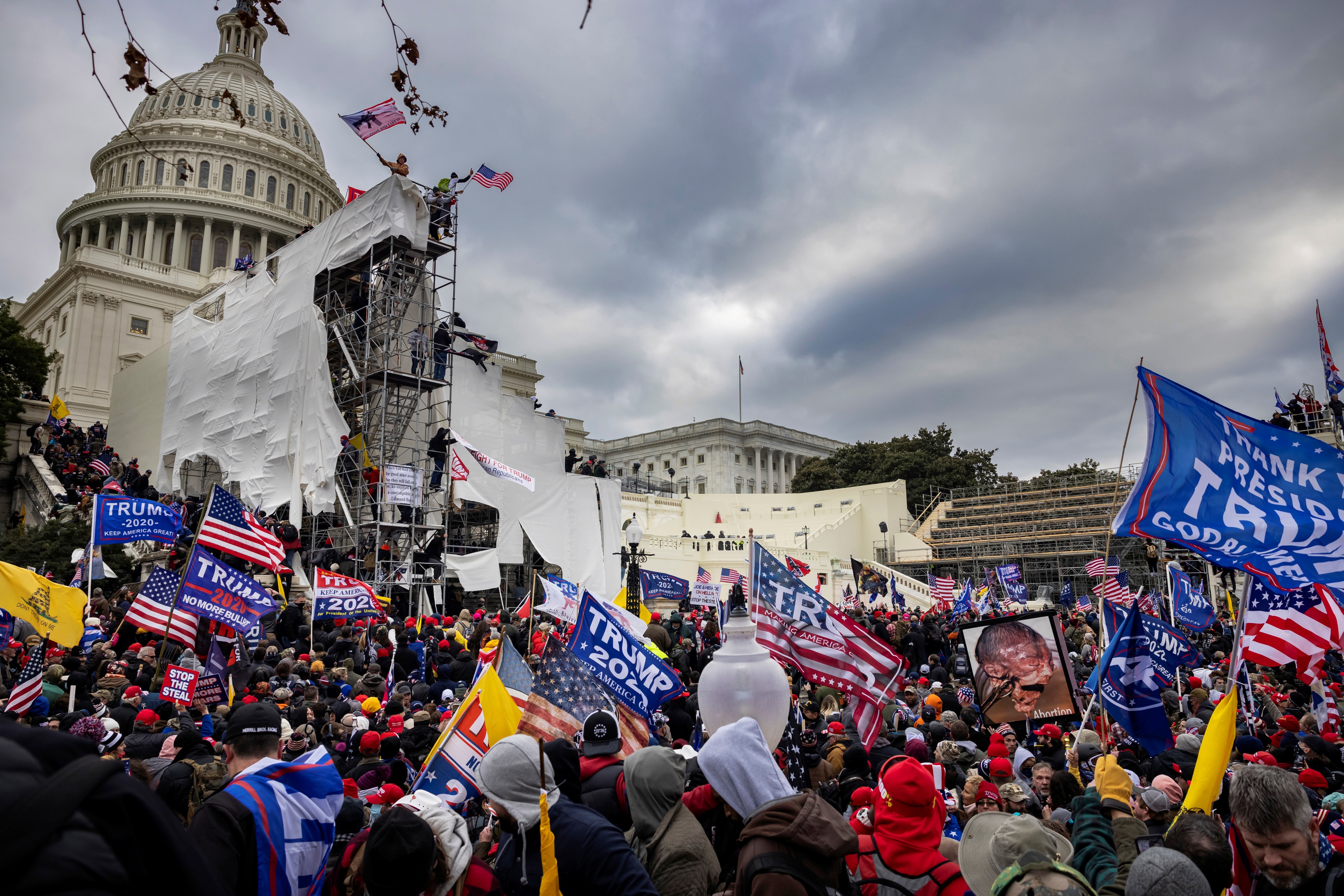Pro-Trump supporters breeched security and entered the U.S. Capitol on Jan. 6 as Congress debated the 2020 presidential election electoral vote certification. Even after the riot, election subversion is not an animating issue for most voters. (Getty Images)
