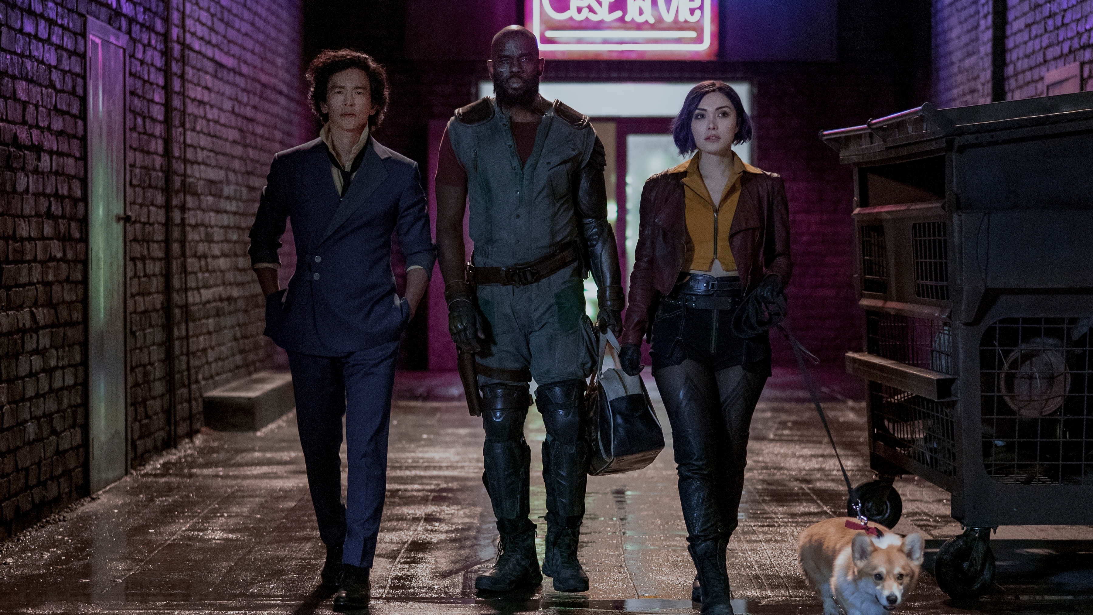 John Cho, Mustafa Shakir, and Daniella Pineda in Netflix's <em>Cowboy Bebop</em>. (Netflix)