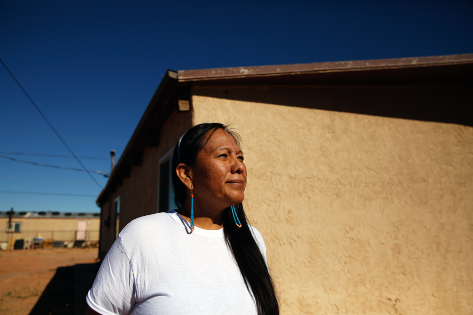 Internet access has always been a problem for Faylene Begay, a single mother of four living on the Navajo reservation in Arizona. (Elissa Nadworny/NPR)