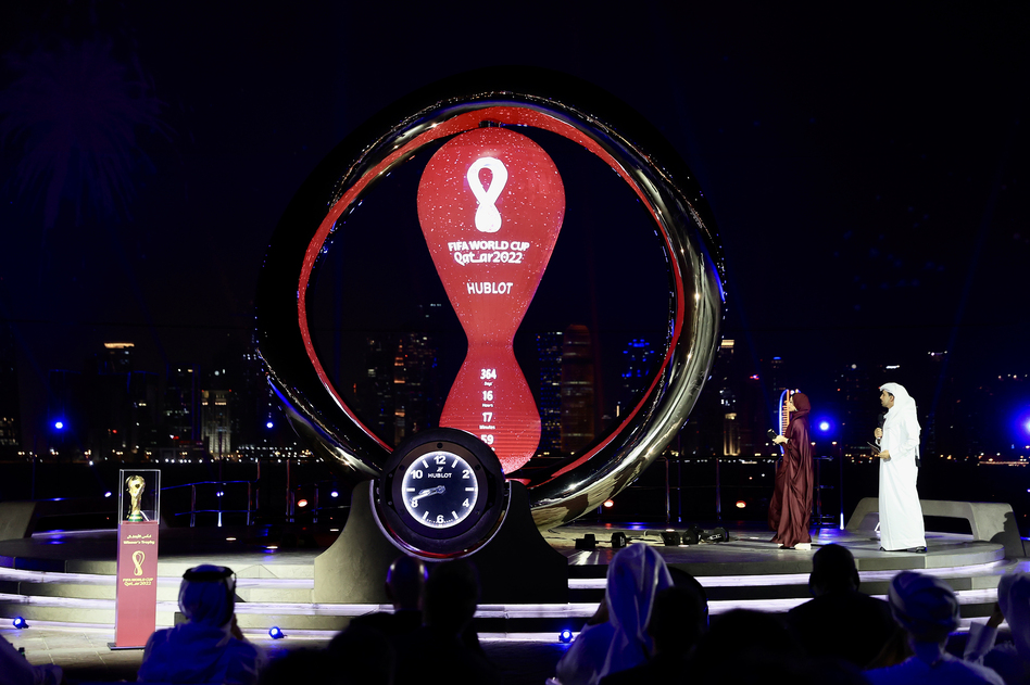 A view of the ceremony of unveiling of FIFA World Cup Qatar 2022 Countdown Clock organized by The Supreme Committee for Delivery and Legacy and FIFA in Doha, Qatar, on Nov. 21.