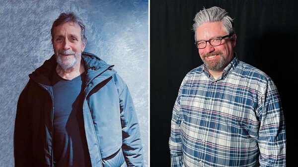 Mark Woodley, left, and Jon Winkleman recorded an interview with StoryCorps on Nov. 22 to remember the day they took action against what they saw as anti-AIDS discrimination.