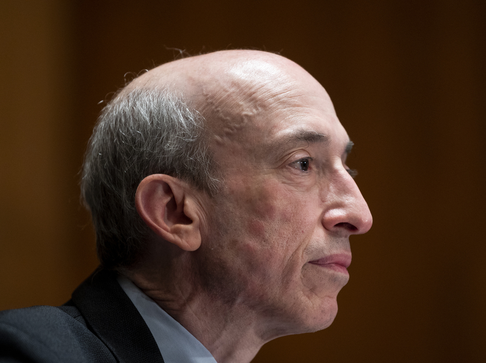 U.S. Securities and Exchange Commission Chairman Gary Gensler testifies before the Senate Banking Committee on Sept. 14 in Washington, D.C. Gensler discussed his approach to the job in a recent interview with NPR. (Bill Clark/Pool/Getty Images)
