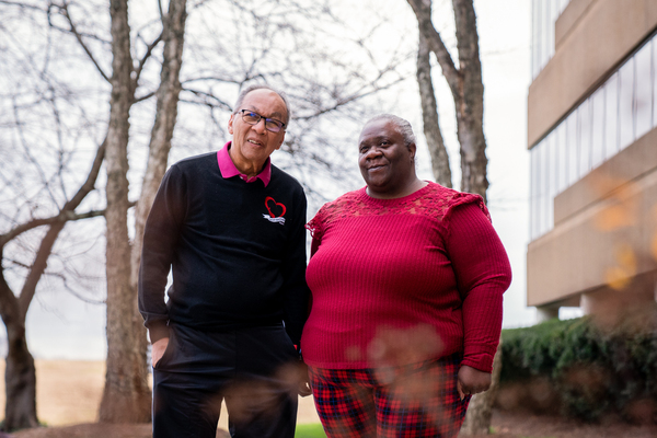 André Lee, administrator and co-founder of Heart and Soul Hospice, stands with Keisha Mason, director of nursing, in front of their office building last week in Nashville, Tenn.