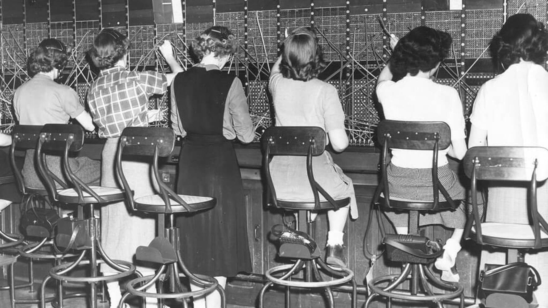 Operators have always been a fashionable lot. Note the bobby sox and saddle shoes. c. 1951