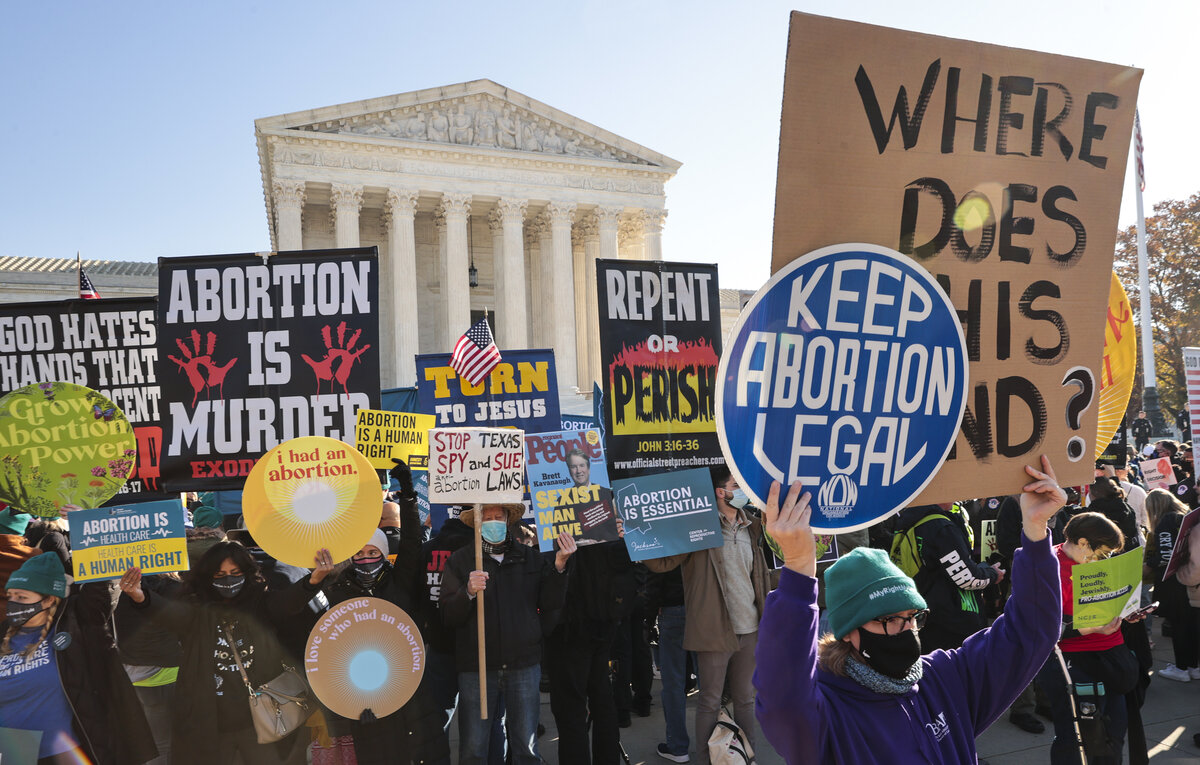 Abortion demonstrators outside the Supreme Court
