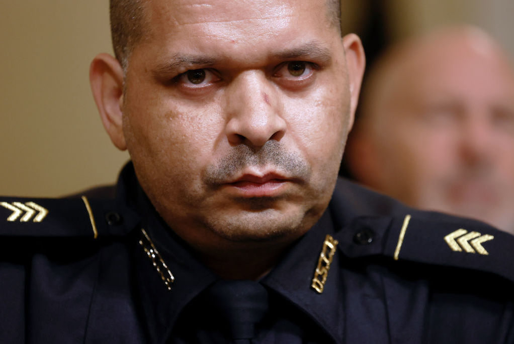 U.S. Capitol Police Sgt. Aquilino Gonell testified last July before the U.S. House Select Committee investigating the Jan. 6 attack on the U.S. Capitol. Authorities say some 140 police officers were injured during the insurrection. (Getty Images)