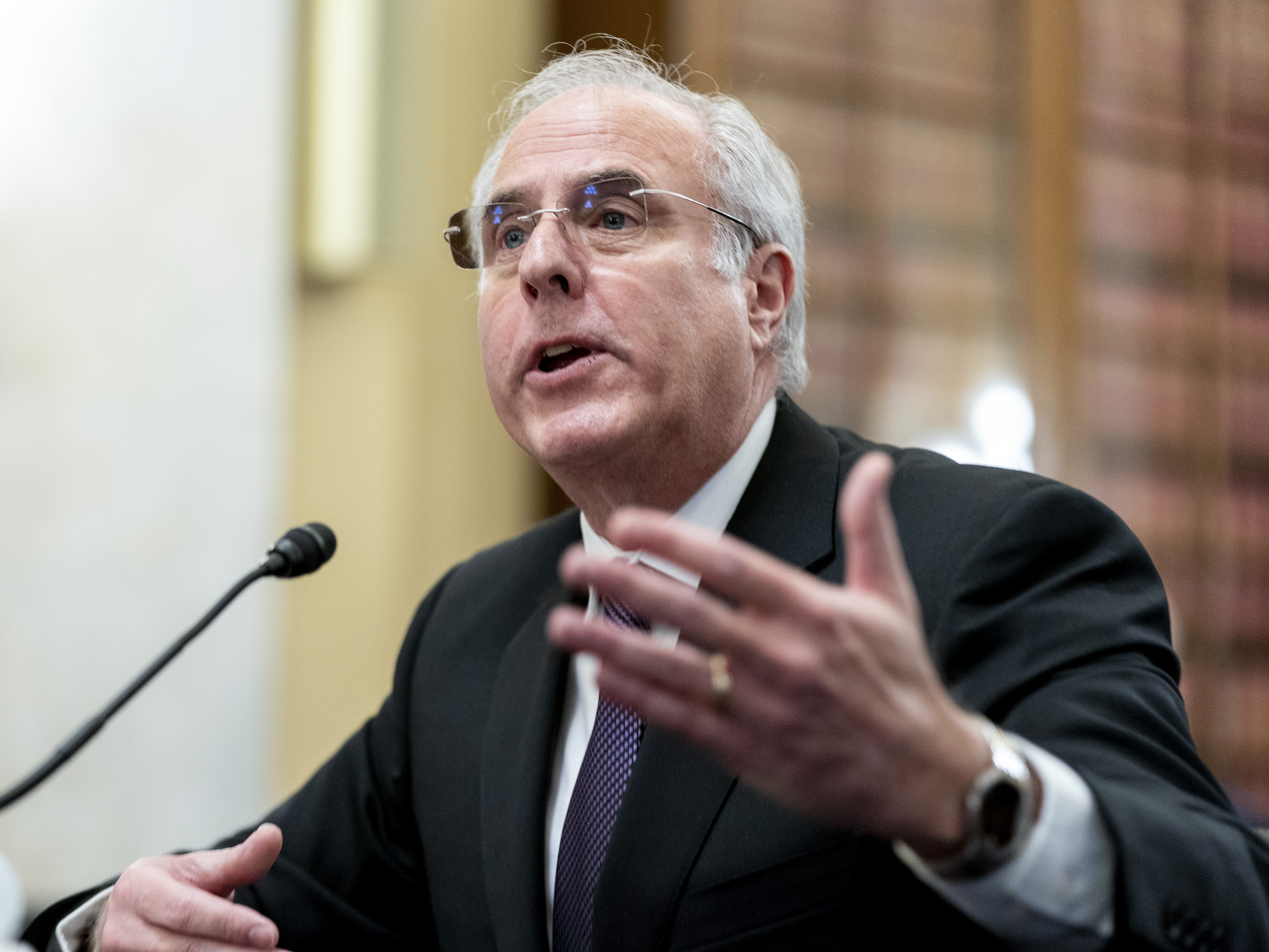 U.S. Capitol Police Inspector General Michael Bolton speaks at a Senate Rules and Administration Committee oversight hearing on the attack on the Capitol.