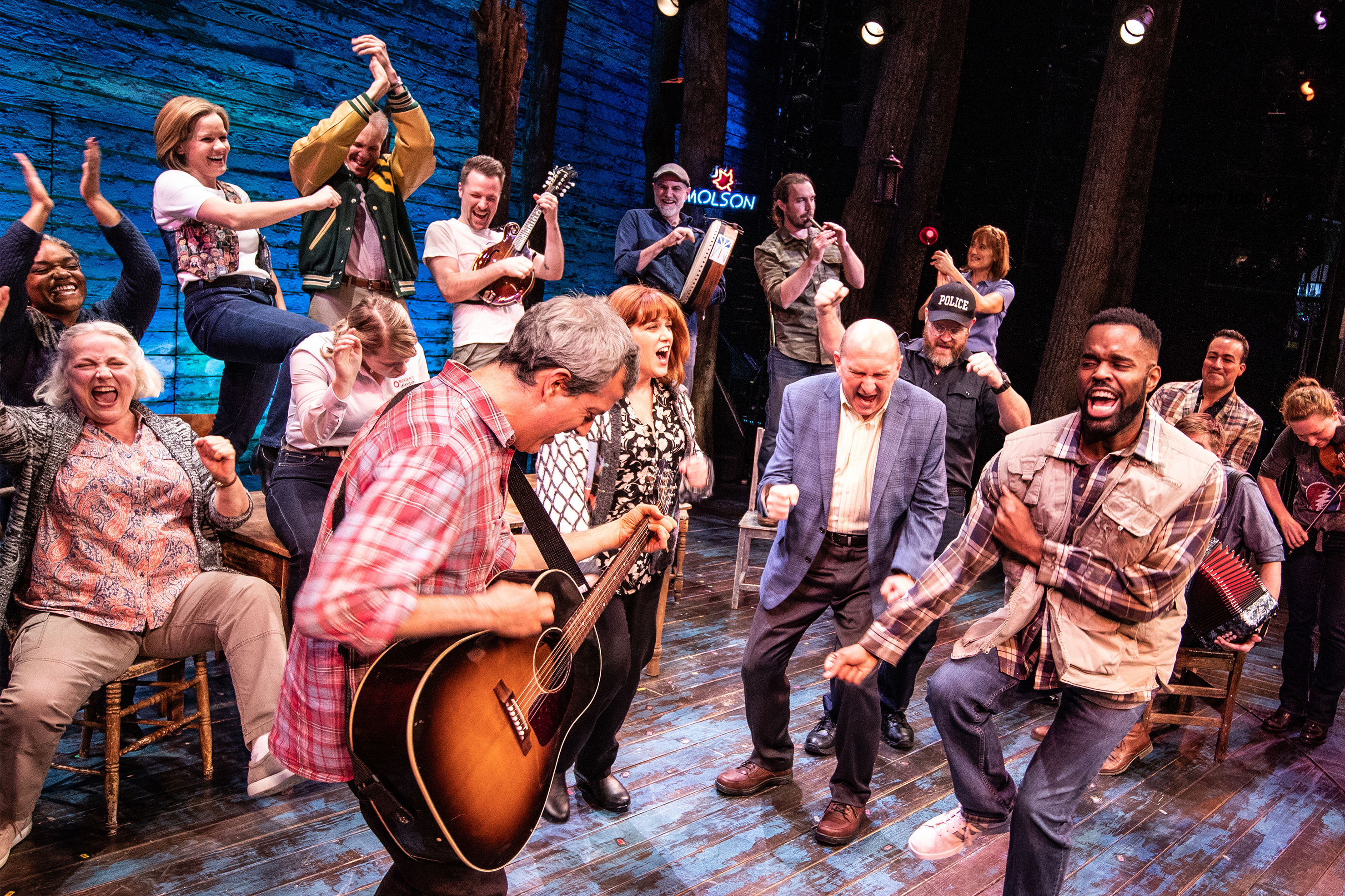 The Broadway cast of <em>Come From Away</em> <em></em>had to cancel a week's performances before Christmas due to a COVID-19 outbreak. When it returned, eight out of the 12 actors in the show were substitutes. (© 2021 &quot;Come From Away&quot; on Broadway)