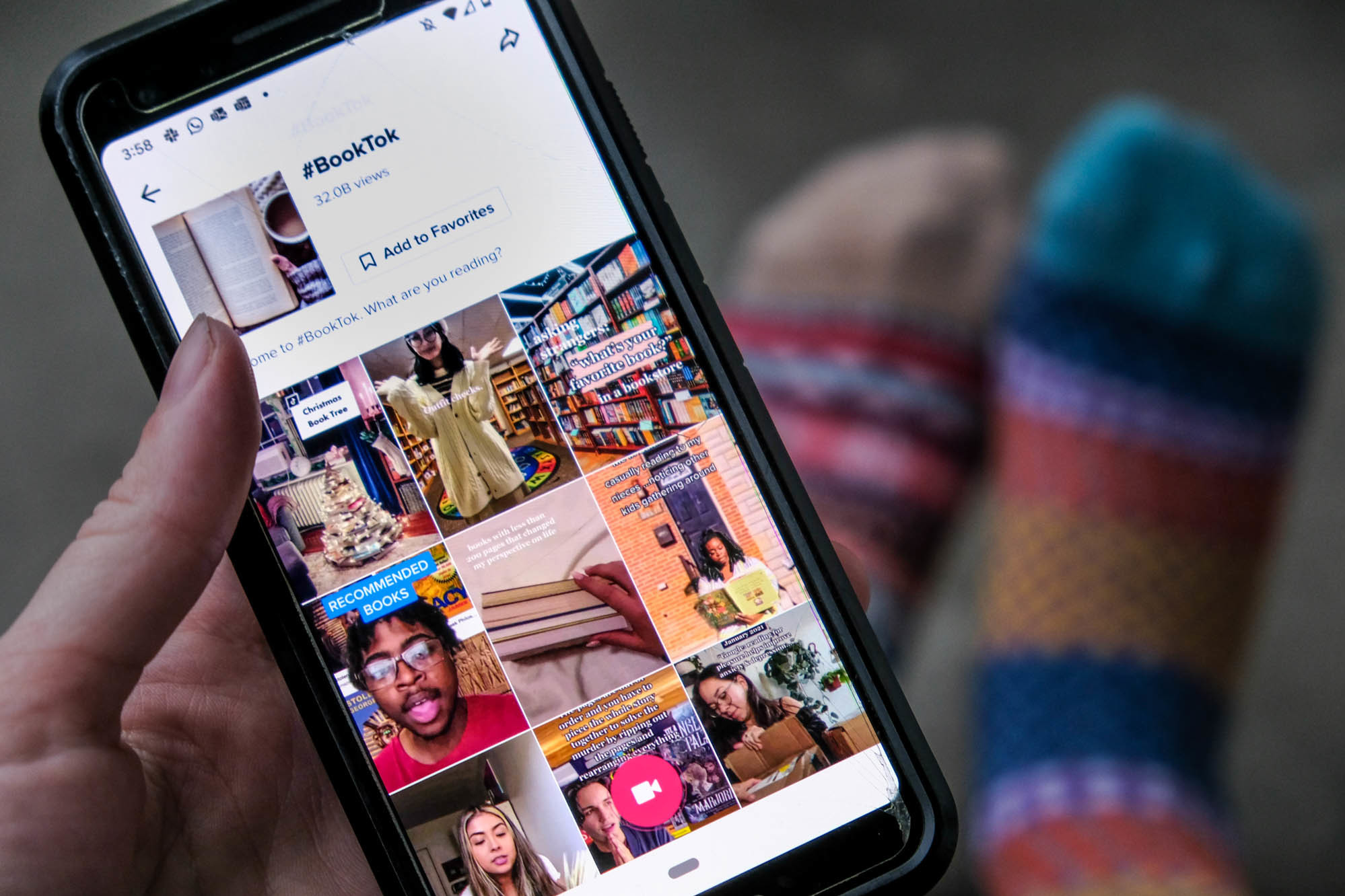 People are buying a lot more books these days, in part because the pandemic has trapped everyone indoors with little to do. But among younger readers, another factor is driving sales up: The social-media site TikTok, where users post short videos they create themselves. (Michele Abercrombie/NPR)