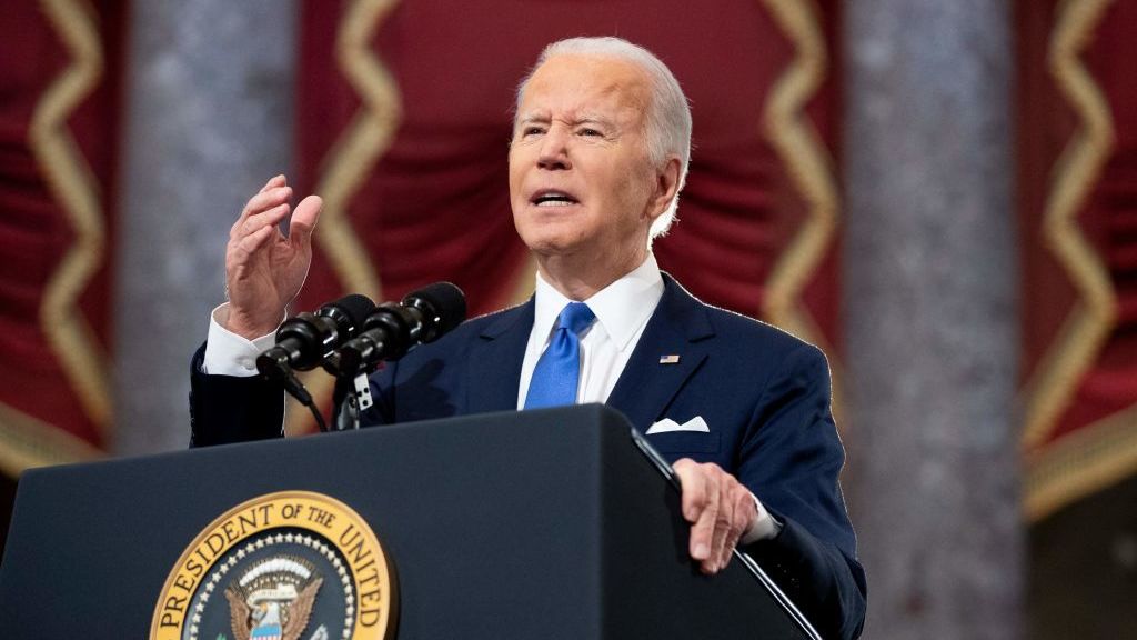 President Biden speaks at the U.S. Capitol on Jan. 6 to mark the anniversary of the attack on the Capitol.