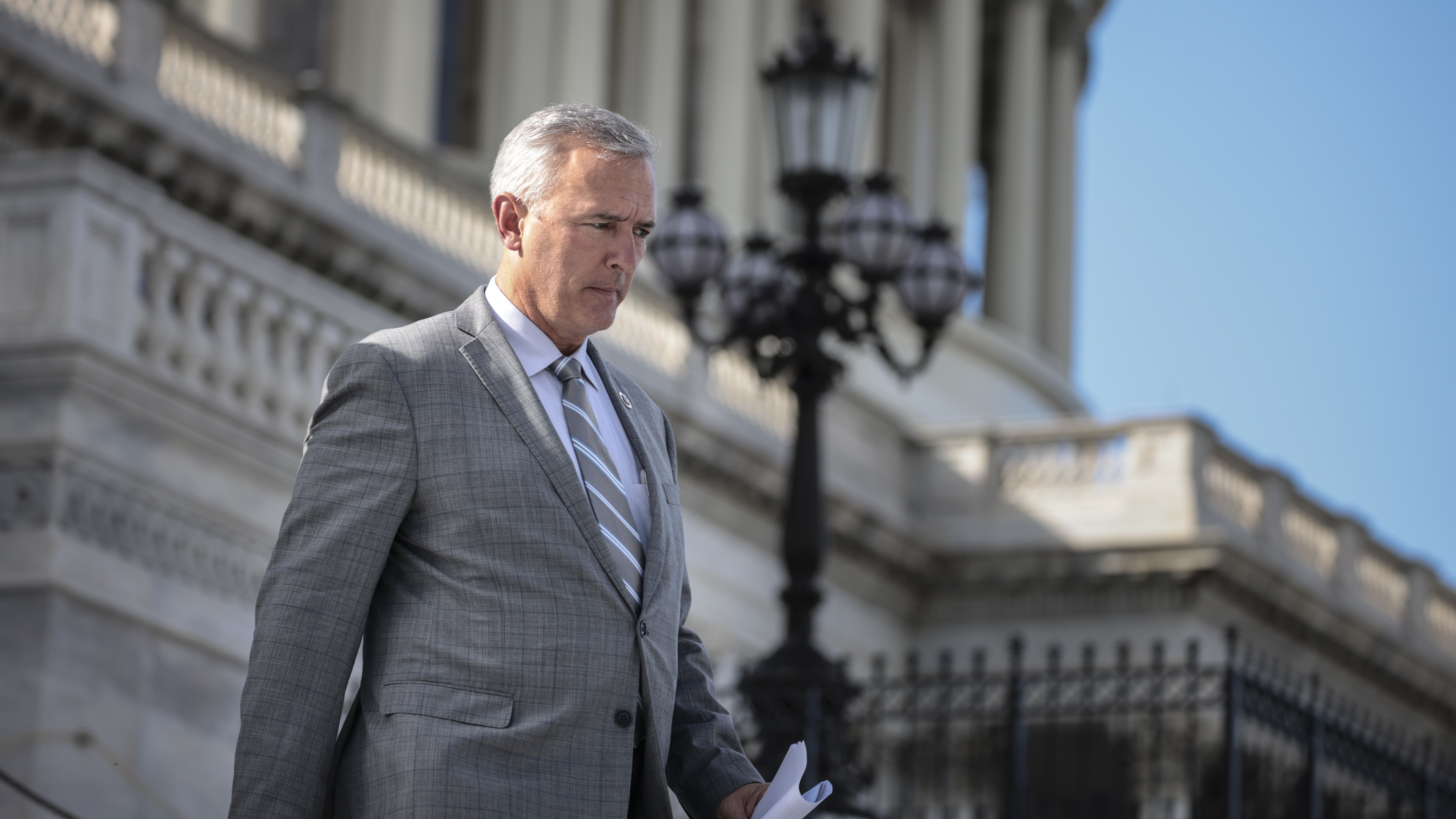 Rep. John Katko, R-N.Y., walks down the steps of the U.S. Capitol on Sept. 23, 2021. Katko has announced his retirement from Congress. (Getty Images)