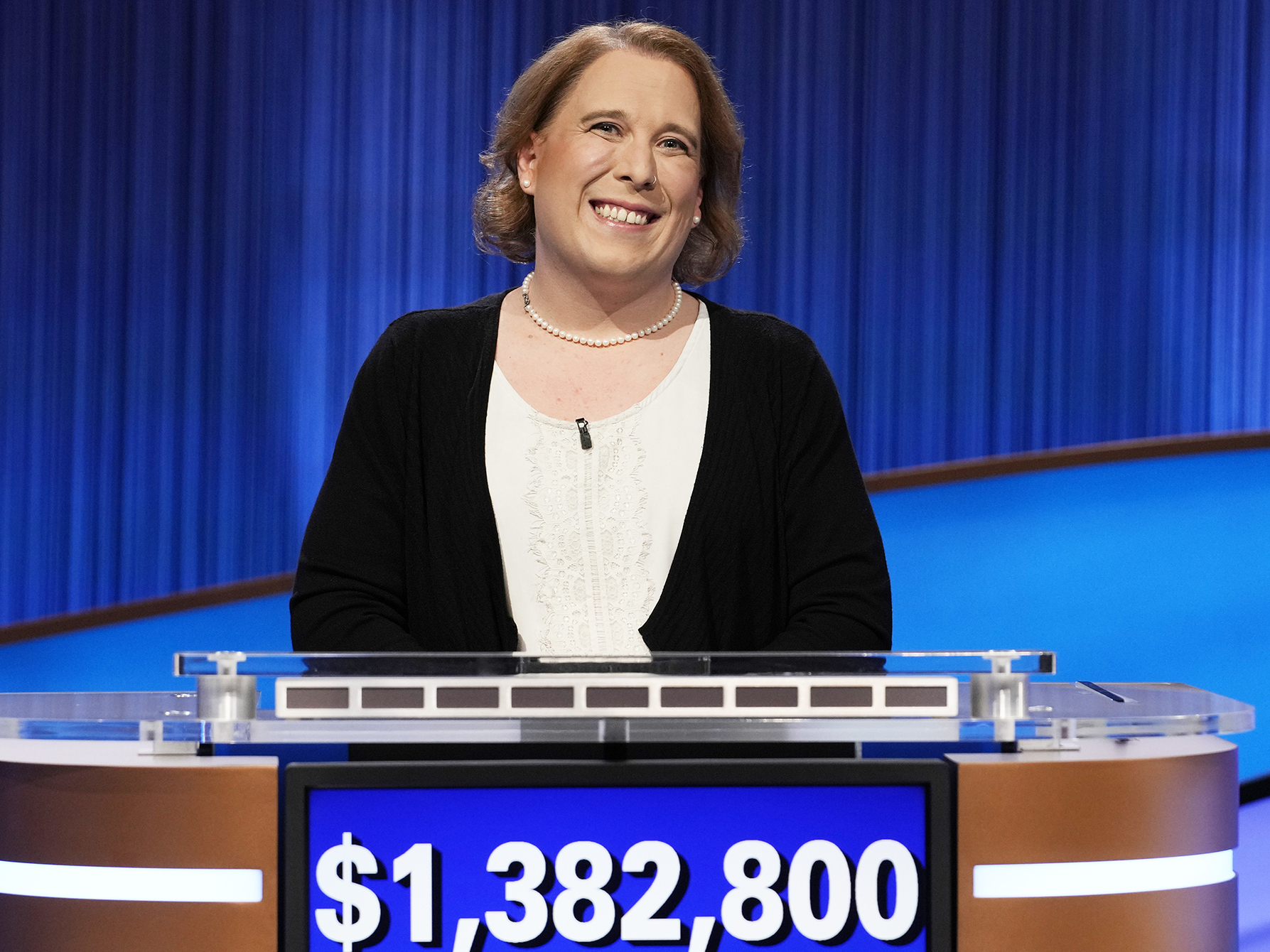 Amy Schneider's <em>Jeopardy!</em> win streak came to a close Wednesday night. (Sony Pictures Television)
