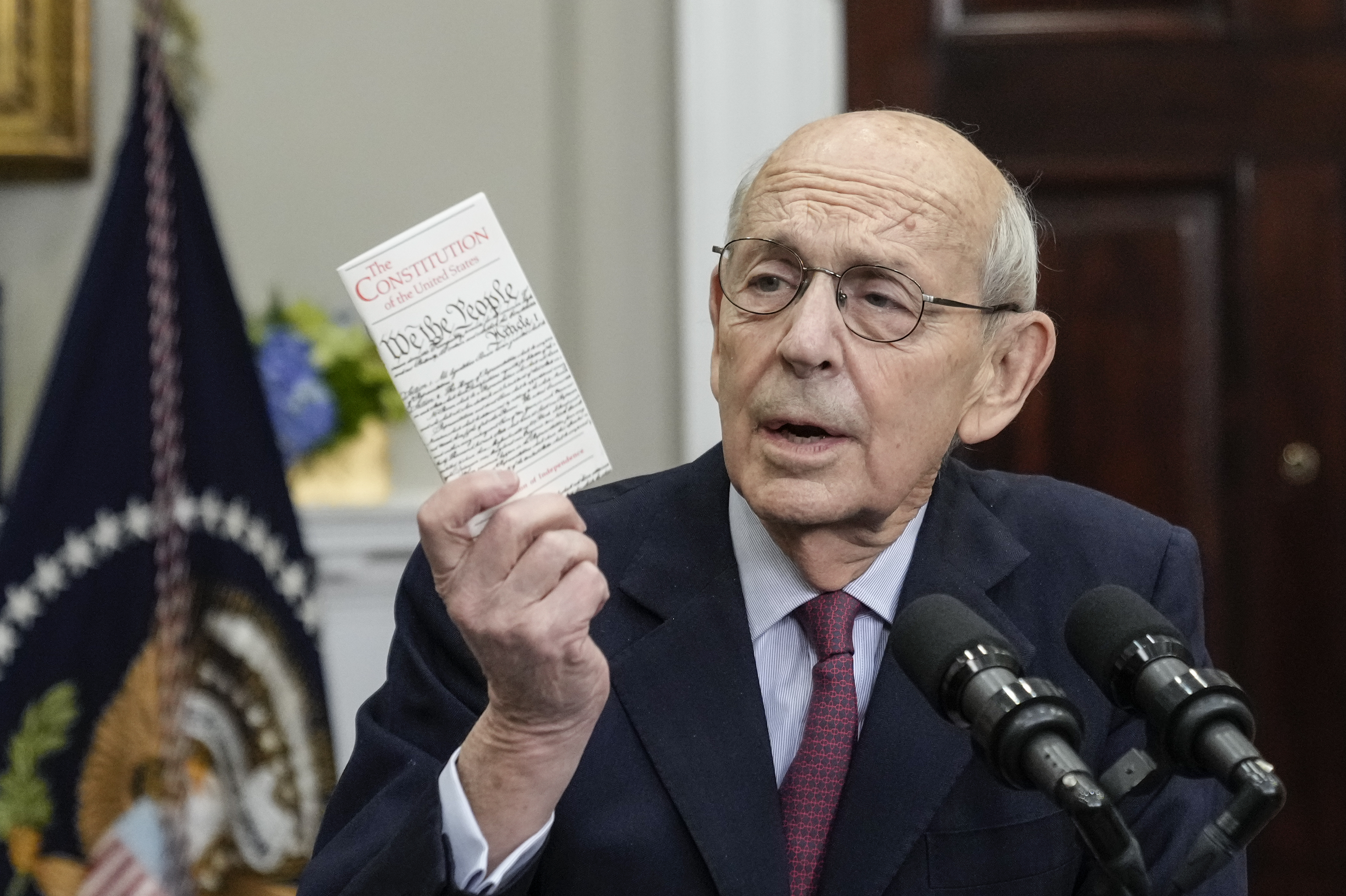 Supreme Court Justice Stephen Breyer formally announces his retirement at the White House on Thursday. (Getty Images)