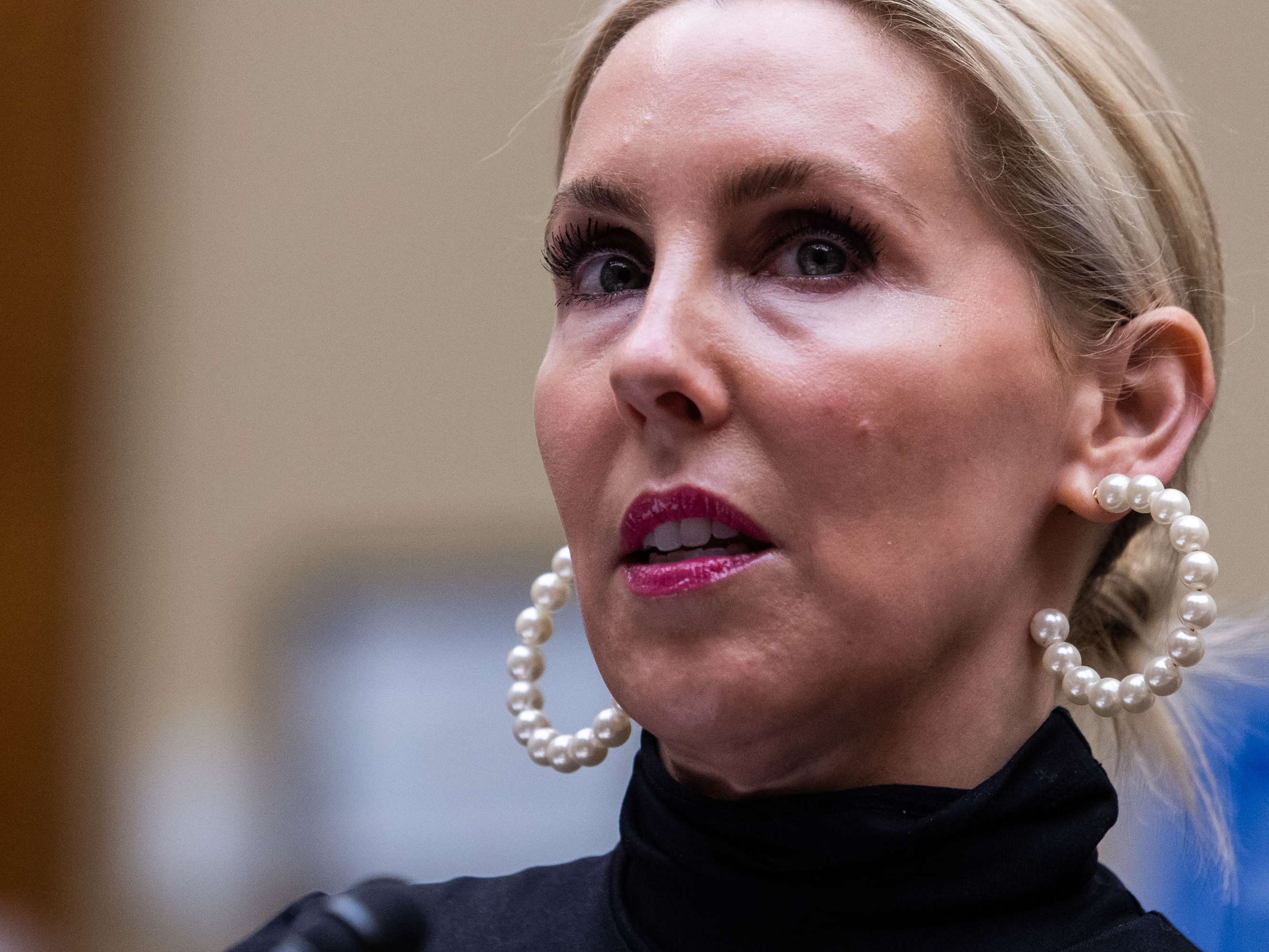 Tiffani A. Johnston, former marketing manager and cheerleader for the Washington Football Team, speaks during a House Oversight and Reform Committee roundtable on sexual harassment in the workplace on Capitol Hill on February 3, 2022 in Washington, D.C. (Getty Images)