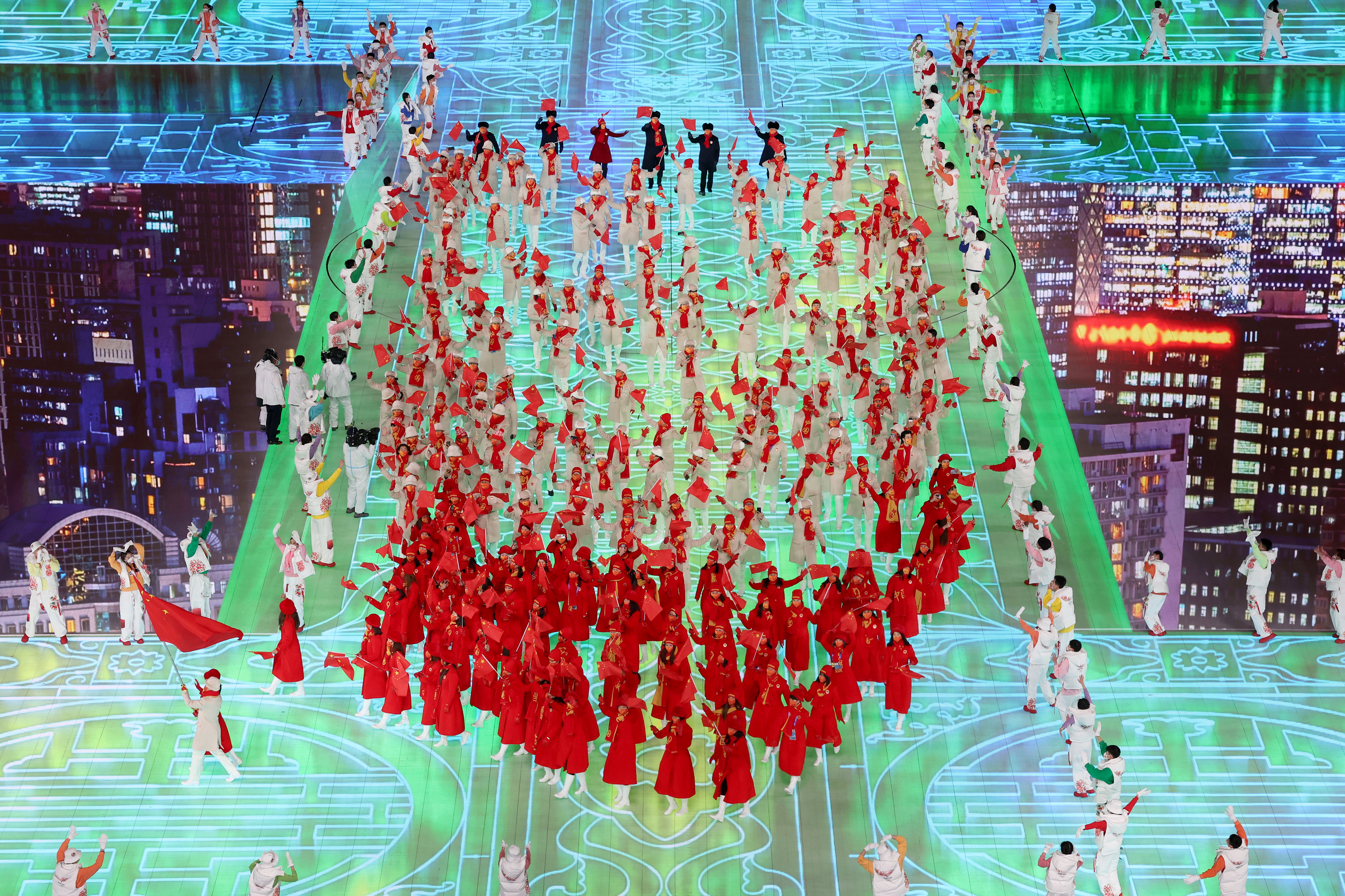 The Winter Games have begun. See photos and highlights from the opening ceremony 15 Members of Team China are seen during the opening ceremony in Beijing.