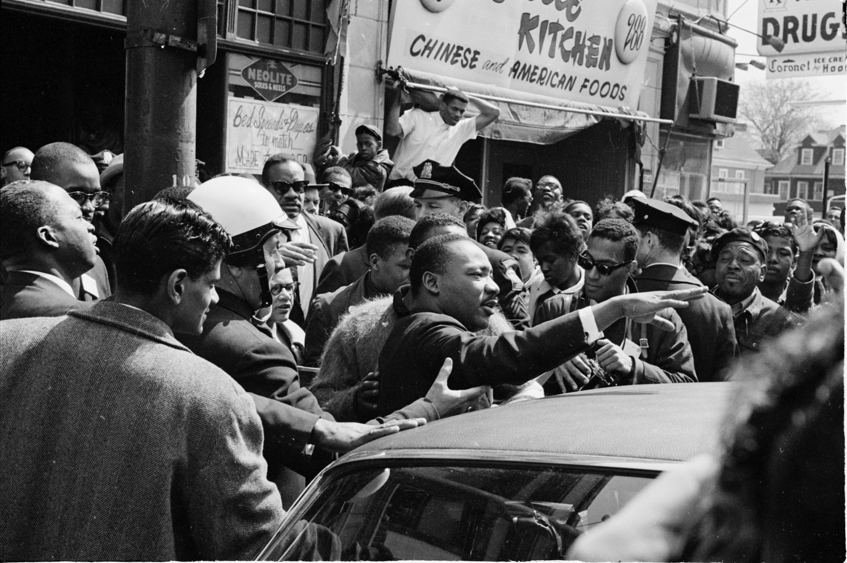 Martin Luther King Jr. leads a civil rights march to Boston Common in Massachusetts in 1965.<em> </em> (Copyright Ted Polumbaum/Newseum collection)