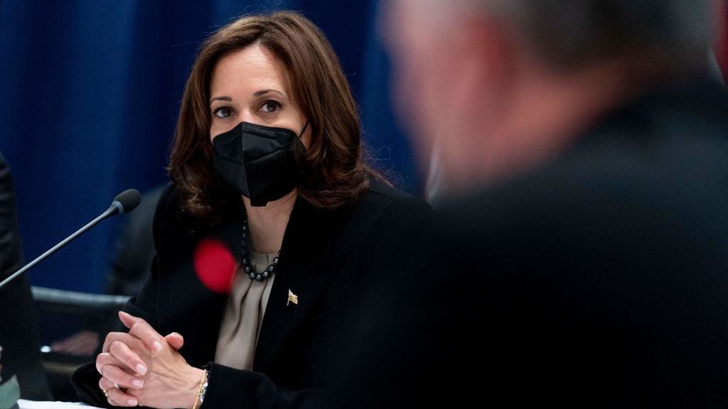 Vice President Harris attends a meeting with Baltic leaders at the Munich Security Conference in Germany on Friday. Harris is meeting with European leaders and discussing the Russia-Ukraine crisis through the weekend. (Pool/AFP via Getty Images)