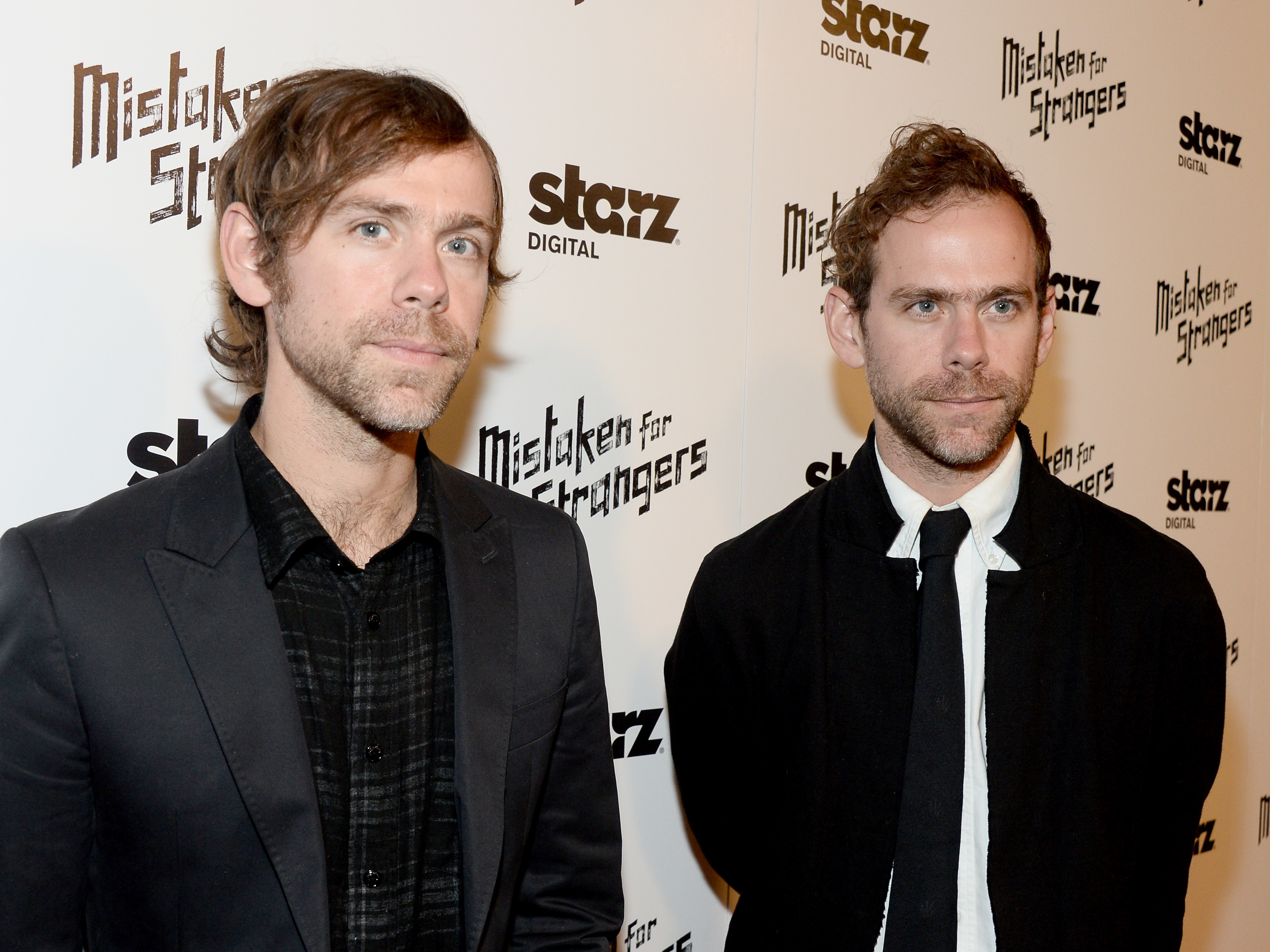 Aaron Dessner (L) and Bryce Dessner attend the Los Angeles screening of Mistaken For Strangers, a documentary about The National, in 2014.