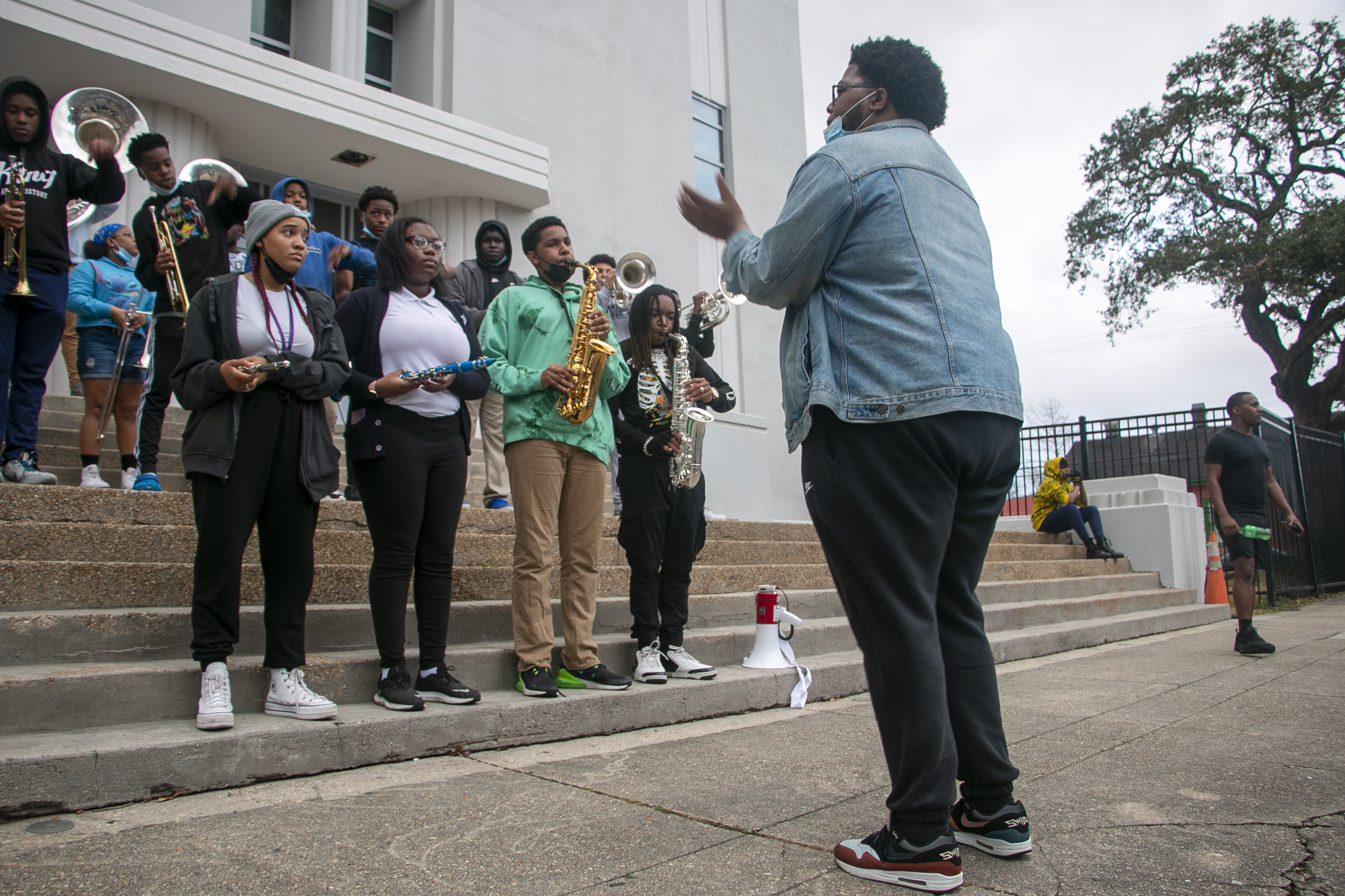 With the return of Mardi Gras marching bands, New Orleans' streets are full of magic 4 Frederick A. Douglass High School band director Jordan Harper conducts. At the beginning of this school year, the band didn't have any members; now, there's 50.
