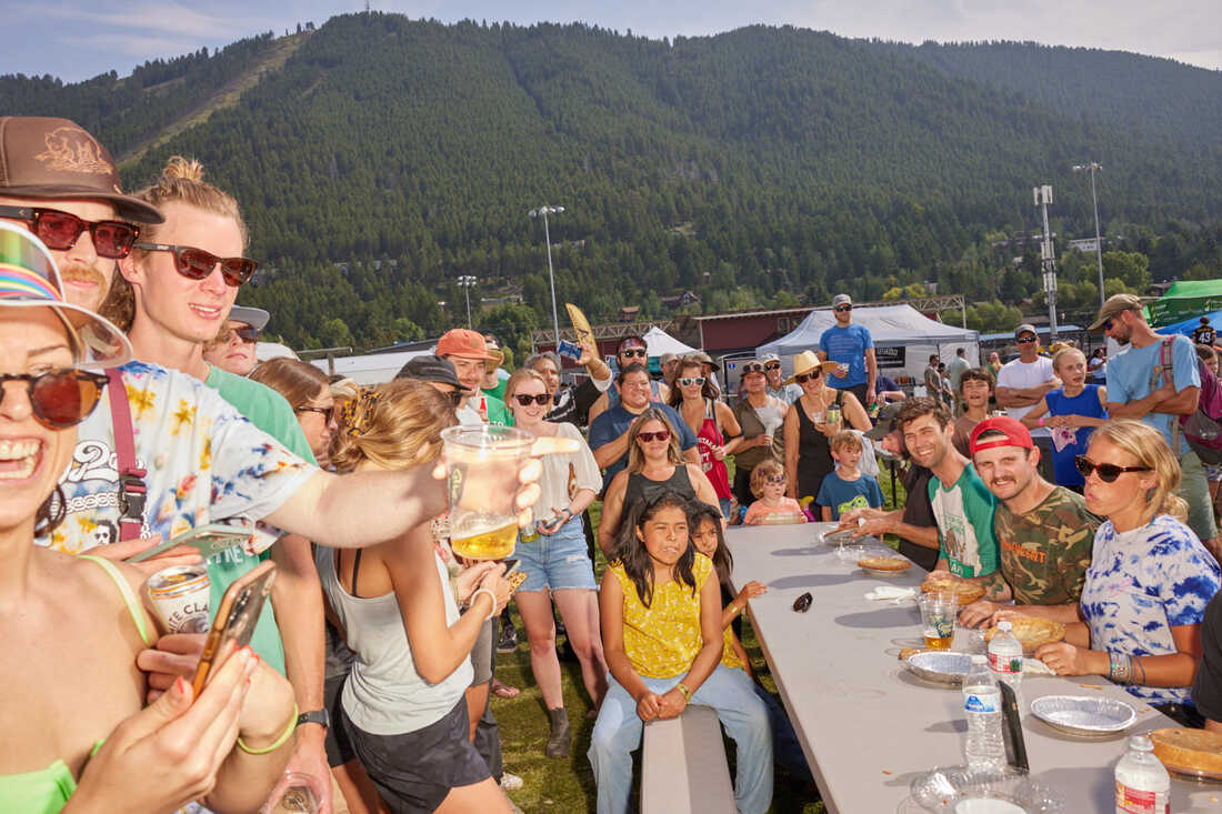 Pi Day photos of pieeating contests that reemerged after COVID