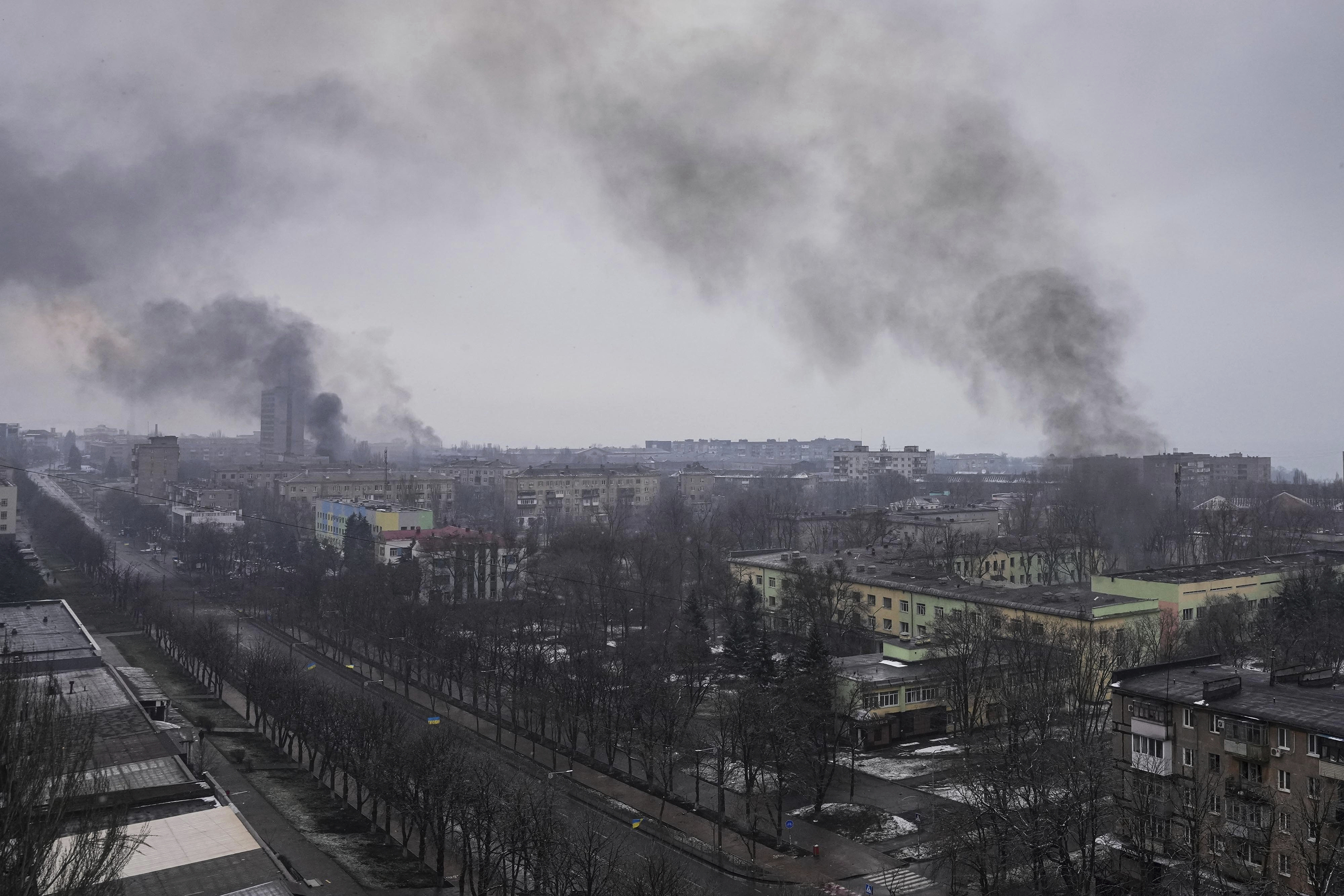March 9: Smoke rises after shelling in Mariupol.