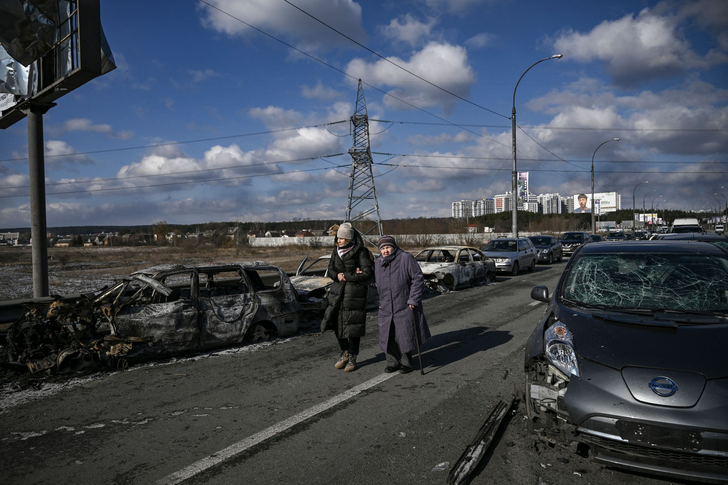 March 10: Residents evacuate Irpin, Ukraine, north of Kyiv, the capital. Russian forces rolled their armored vehicles up to the northeastern edge of the besieged country's capital, edging closer in their attempts to encircle Kyiv.
