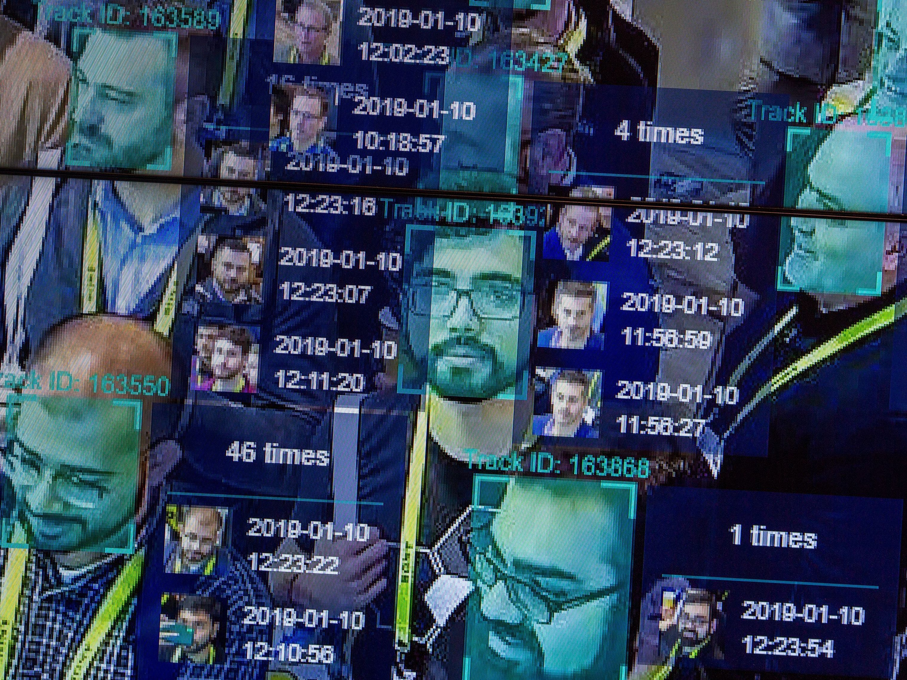A live demonstration uses artificial intelligence and facial recognition in dense crowd spatial-temporal technology at the Horizon Robotics exhibit at the Las Vegas Convention Center in Las Vegas on Jan. 10, 2019. (AFP via Getty Images)