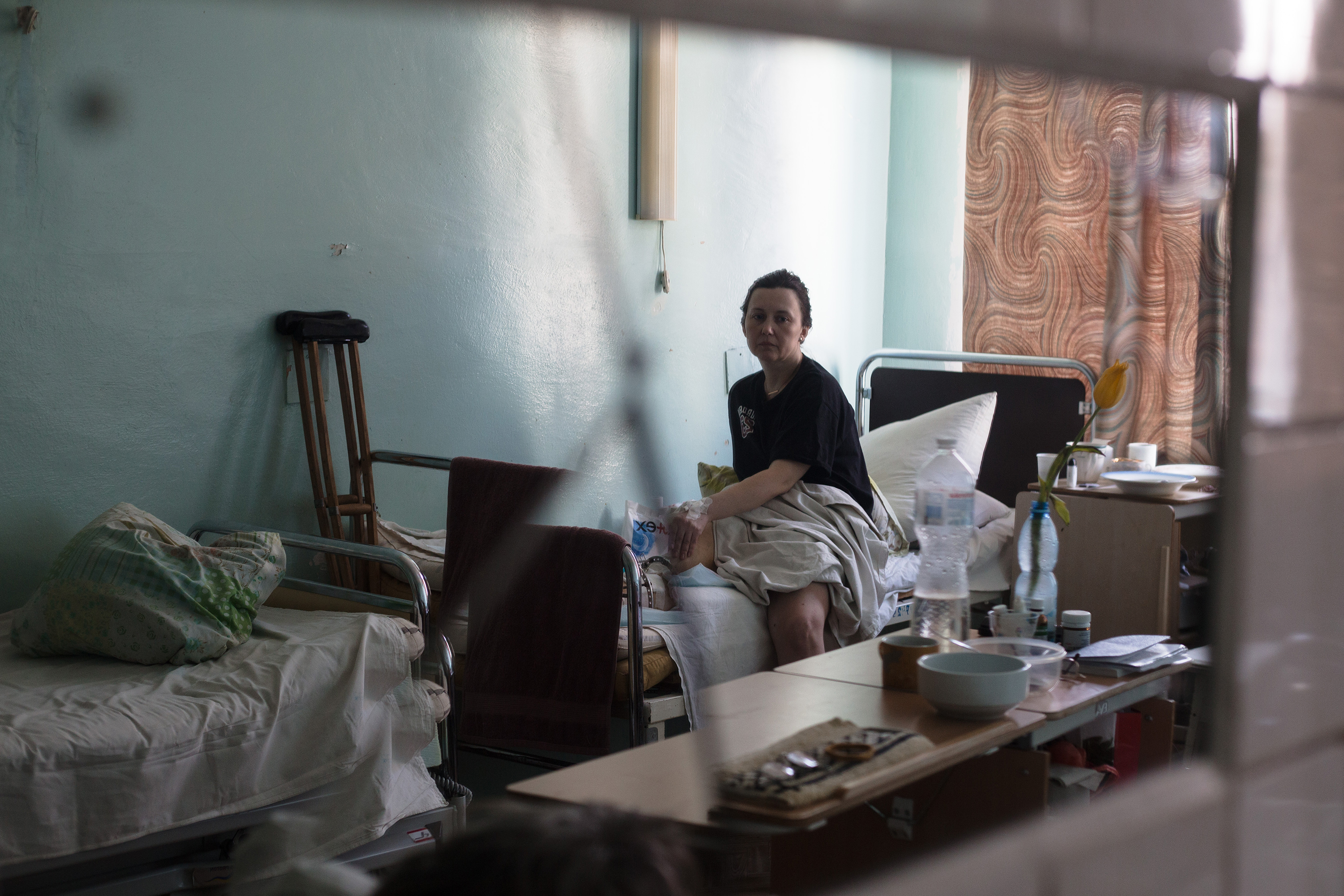 March 24: Natalya Vakula, aged 44, who was injured during shelling in Chernihiv on March 16, rests in a hospital in Brovary, Ukraine.