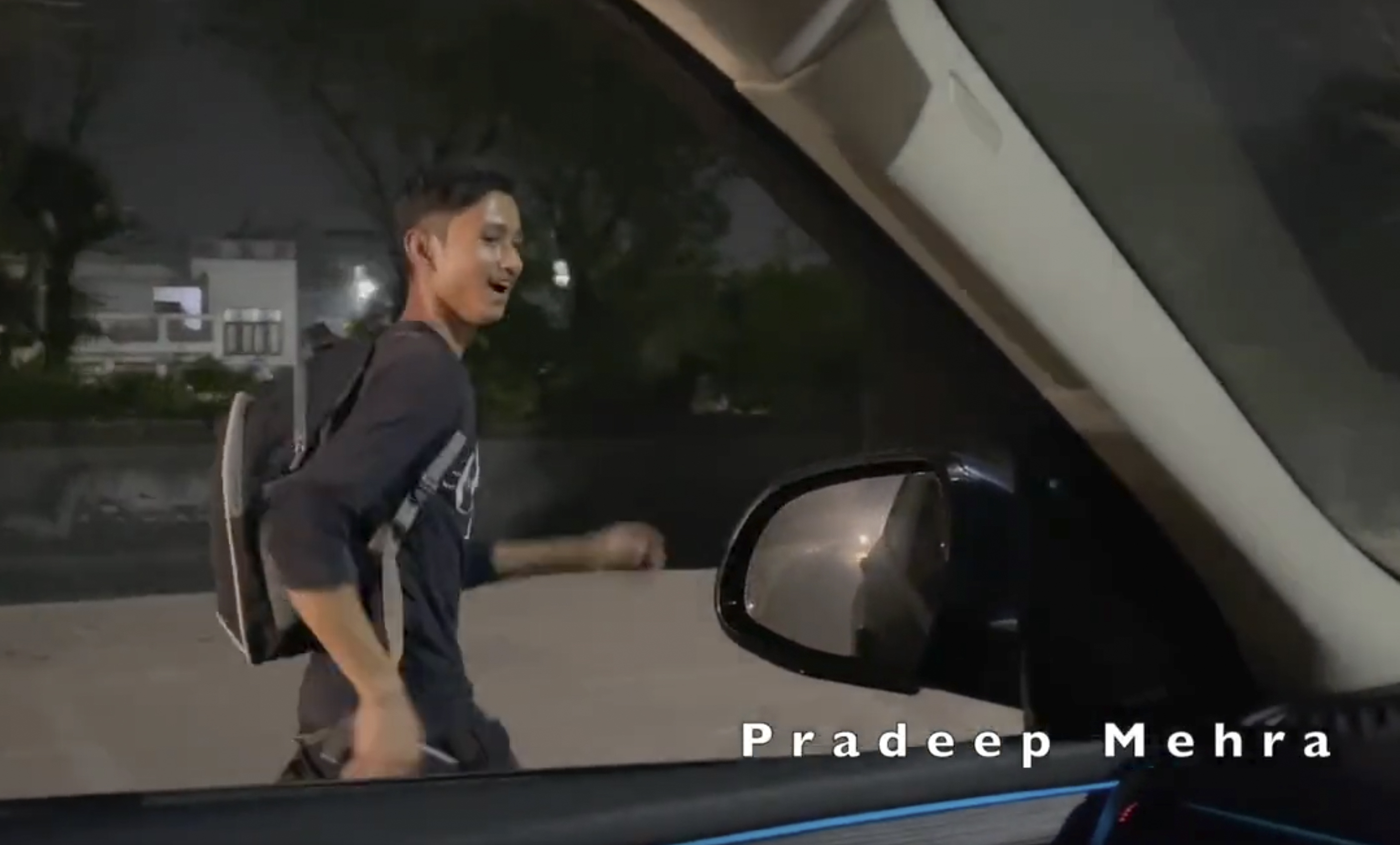 19-year-old Pradeep Mehra on his 5-mile run home after his shift ends at McDonald's. A chance encounter with a filmmaker led to a video that's gone viral. (Vinod Kapri via Twitter/Screengrab by NPR)
