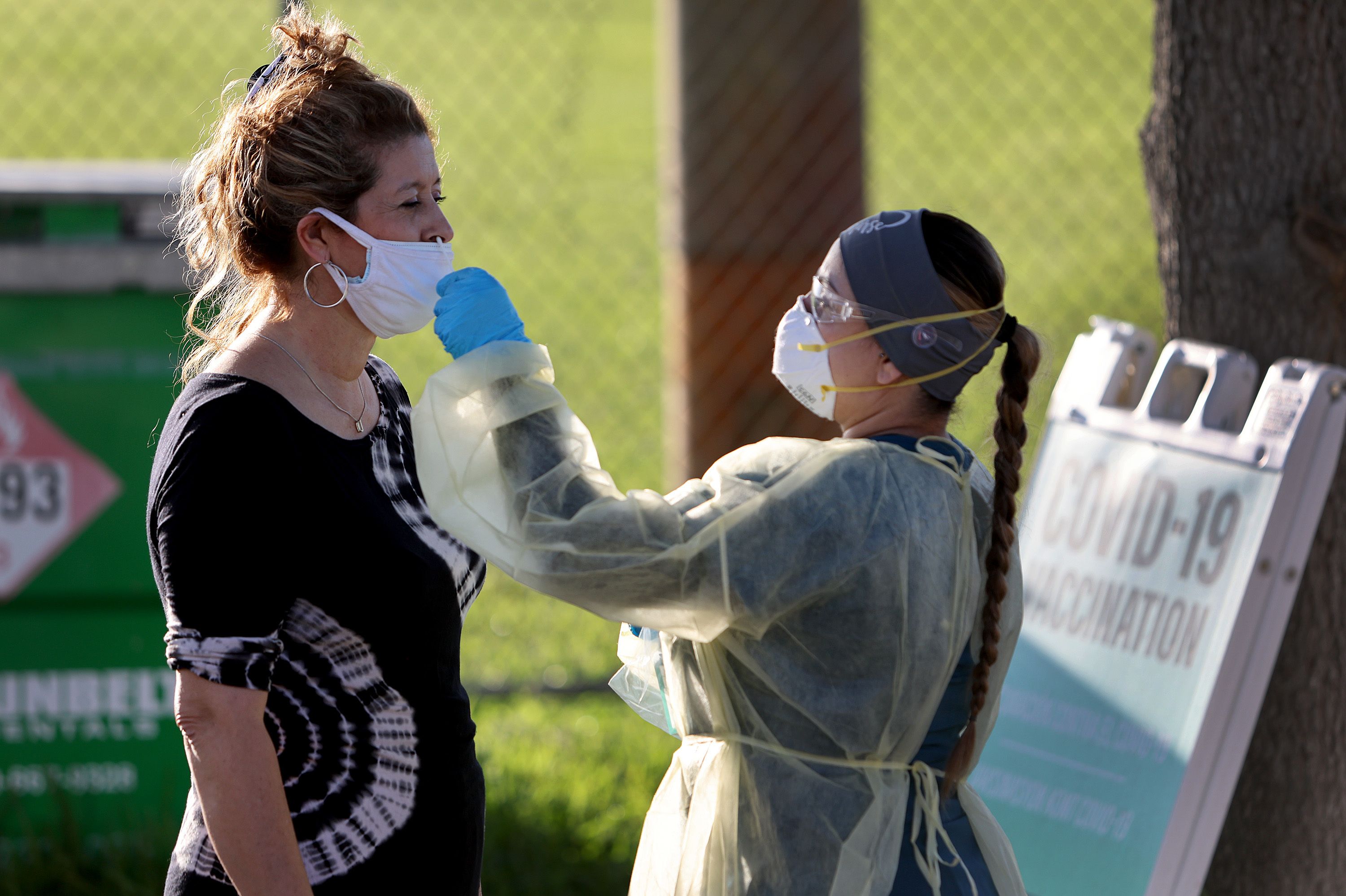 Lylliette Ramirez gets a coronavirus test in January in North Miami, Florida. (Getty Images)