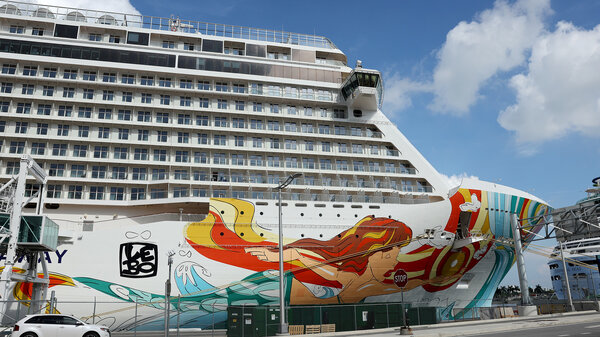 The Norwegian Gateway cruise ship is moored at PortMiami on Jan. 7 in Miami. The Centers for Disease Control and Prevention dropped its advisory warning Wednesday for cruise travel after more than two years of warning Americans.