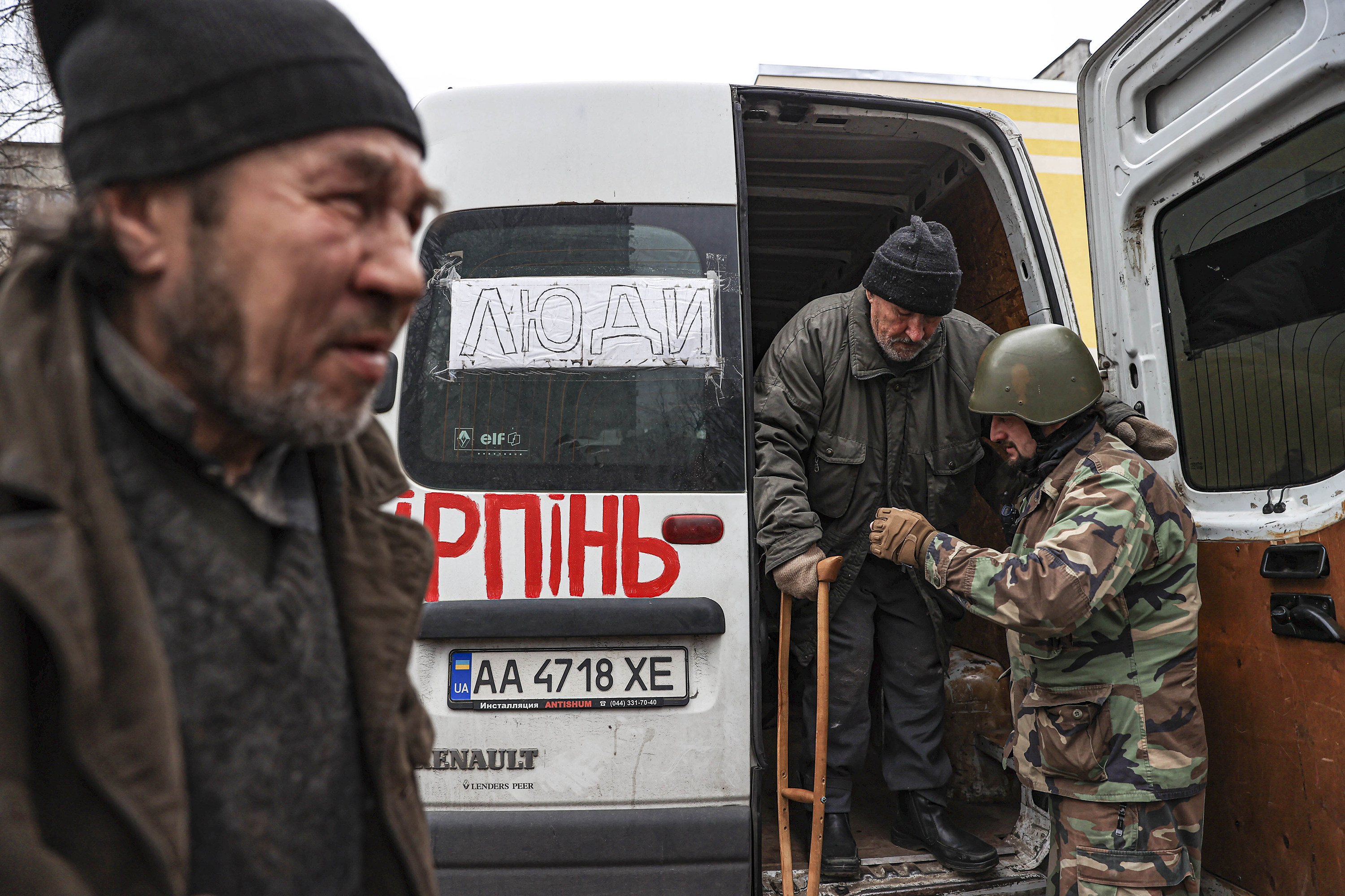 March 30: Civilians evacuated from Irpin are brought to the center established in Kyiv's Sviatoshinski district. Civilians continue to be evacuated from Irpin, near Kyiv, amid ongoing Russian attacks on Ukraine.