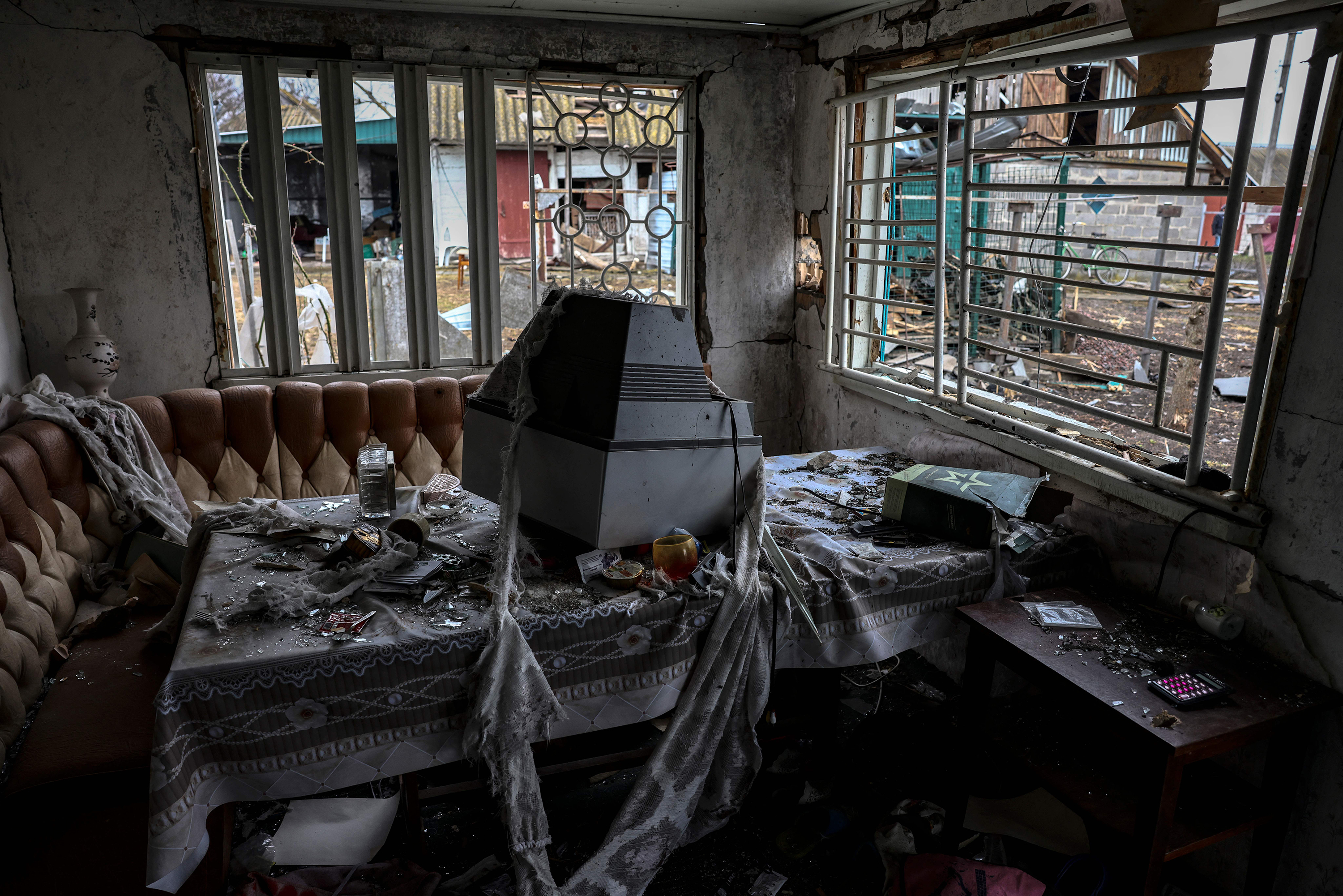 March 30: The interior of a destroyed house in the village of Lukianivka.