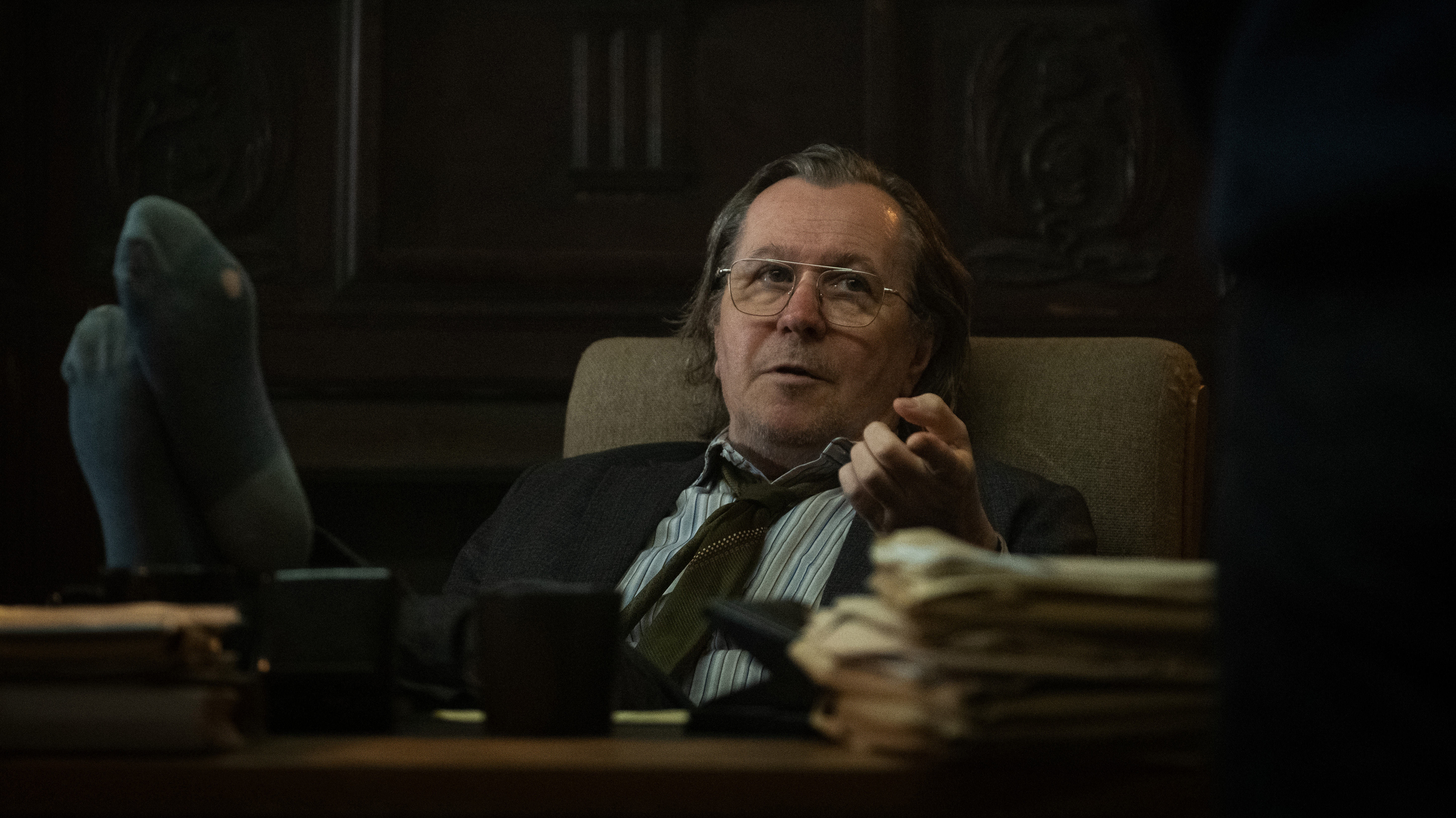Gary Oldman heads up a ragtag crew of intelligence agents in <em>Slow Horses.</em> (Apple TV+)