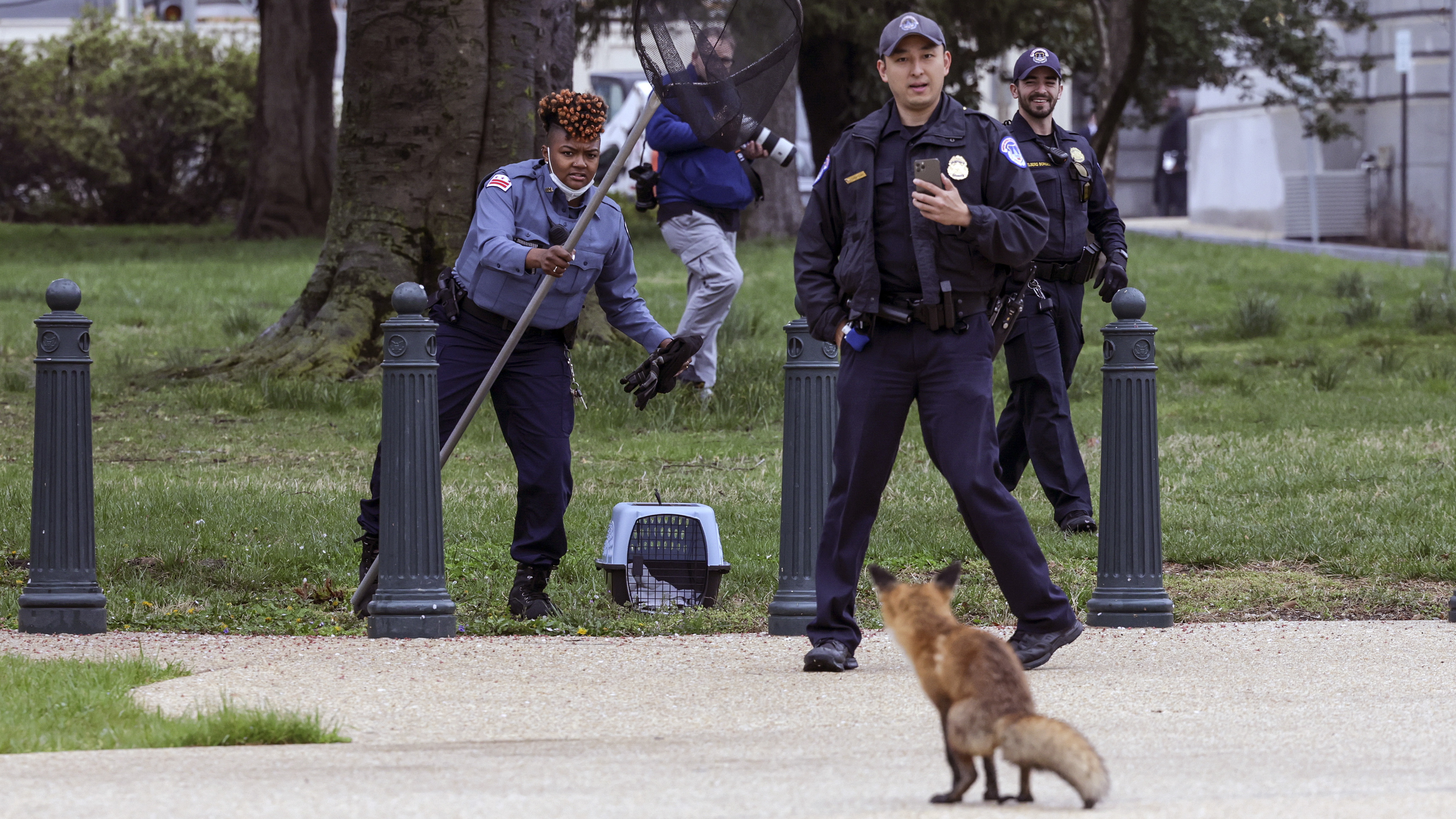 Capitol Hill police officers and an officer with the Humane Rescue Alliance