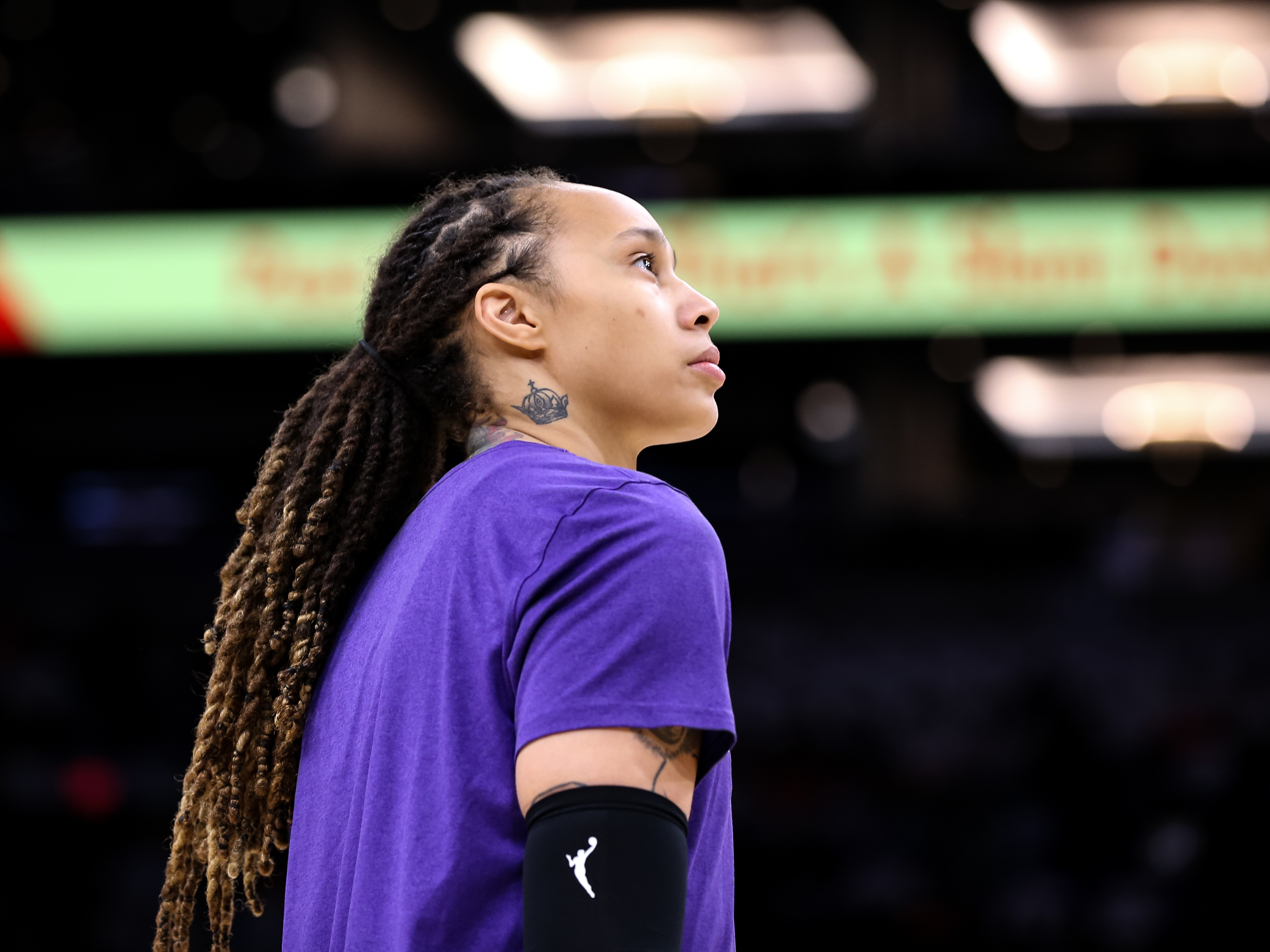 Brittney Griner of the Phoenix Mercury appears during pregame warmups at Footprint Center in Phoenix last fall. (Getty Images)
