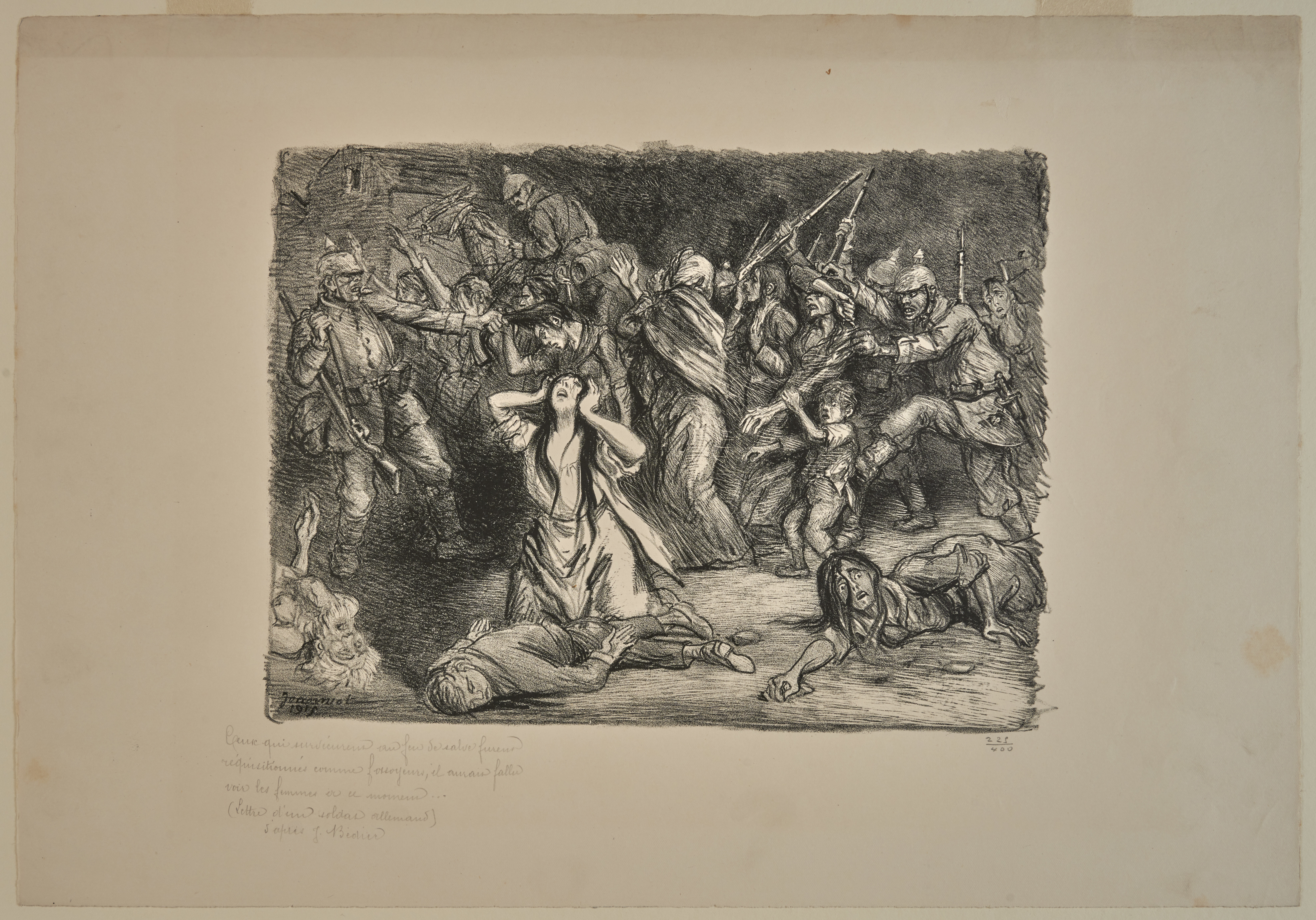 Pierre-Georges Jeanniot (French, 1848â1934), <em>The Survivors of a Massacre Used as Gravediggers</em>, 1915. Lithograph on wove paper, image: 8 9/16 x 11 7/16 in. sheet: 13 1/4 x 19 1/8 in. (Clark Art Institute)