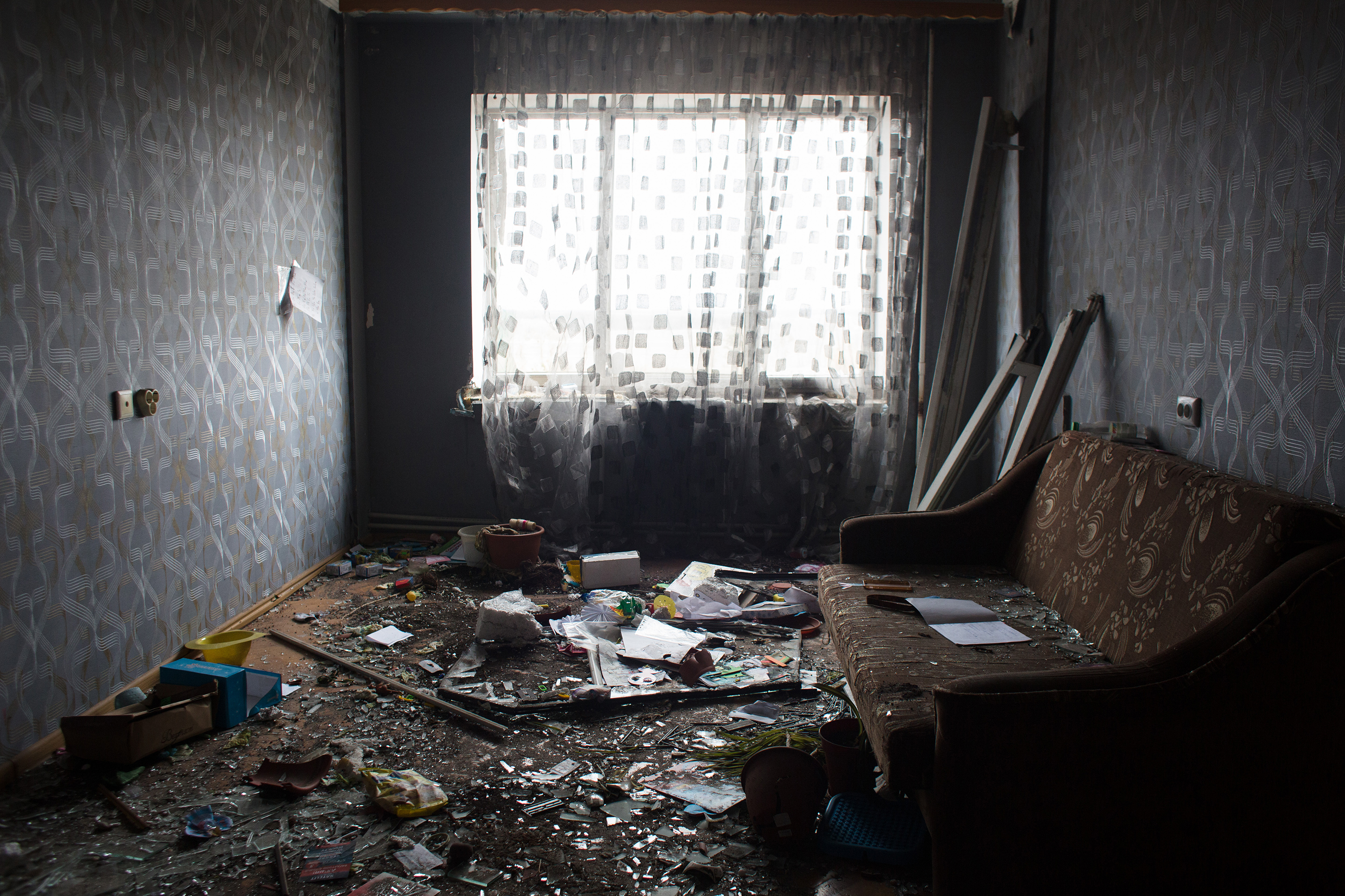 April 13: A destroyed flat in Borodianka, near Kyiv, Ukraine. Rescue workers are still removing rubble from the area after Russian troops' withdrawal from the area as they refocus their invasion on eastern Ukraine.
