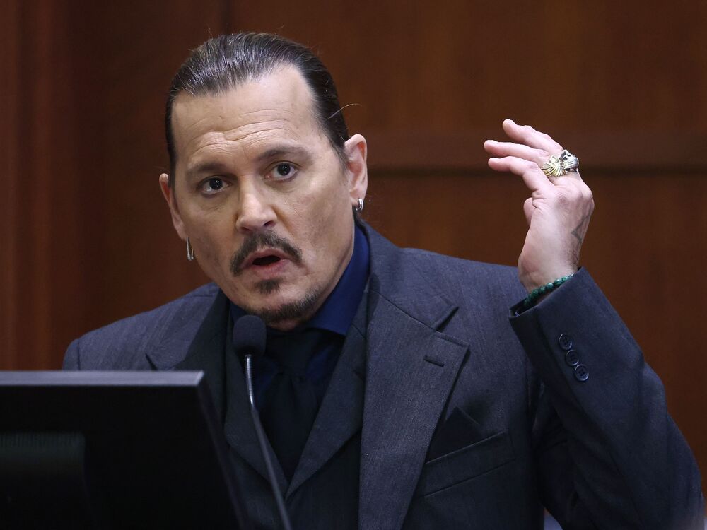 Actor Johnny Depp at the Fairfax Circuit Court in Fairfax, Va., on Thursday. (AFP via Getty Images)