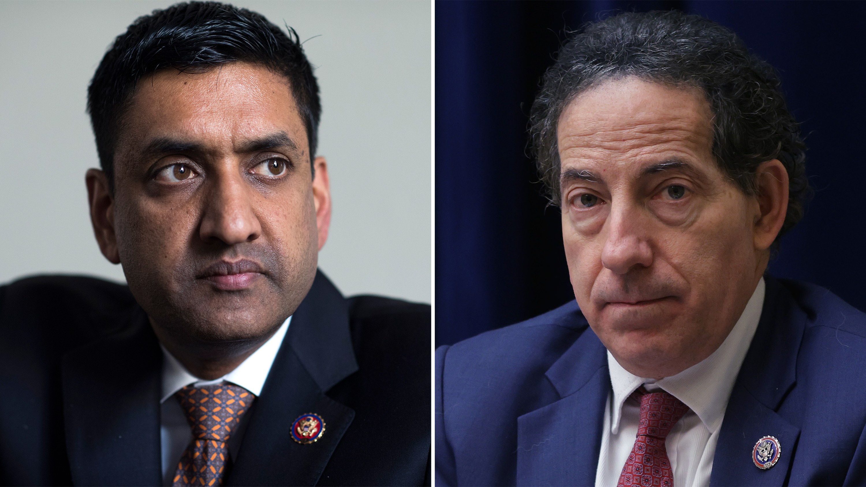 Democratic Reps. Ro Khanna of California, left, and Jamie Raskin of Maryland. (Tom Williams/CQ Roll Call/Getty Images; Alex Wong/Getty Images)