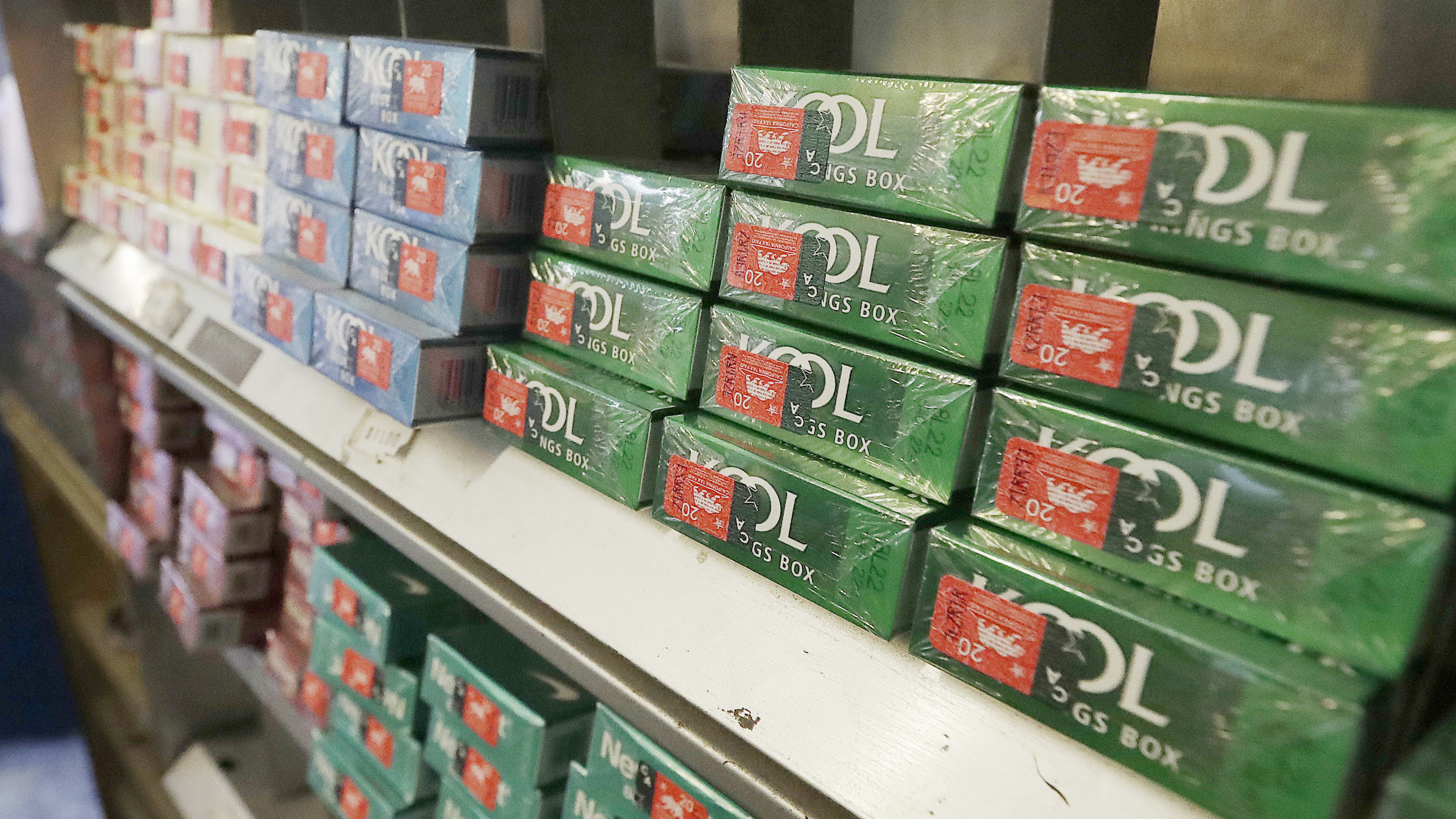 Menthol cigarettes and other tobacco products are displayed at a store in San Francisco in 2018.