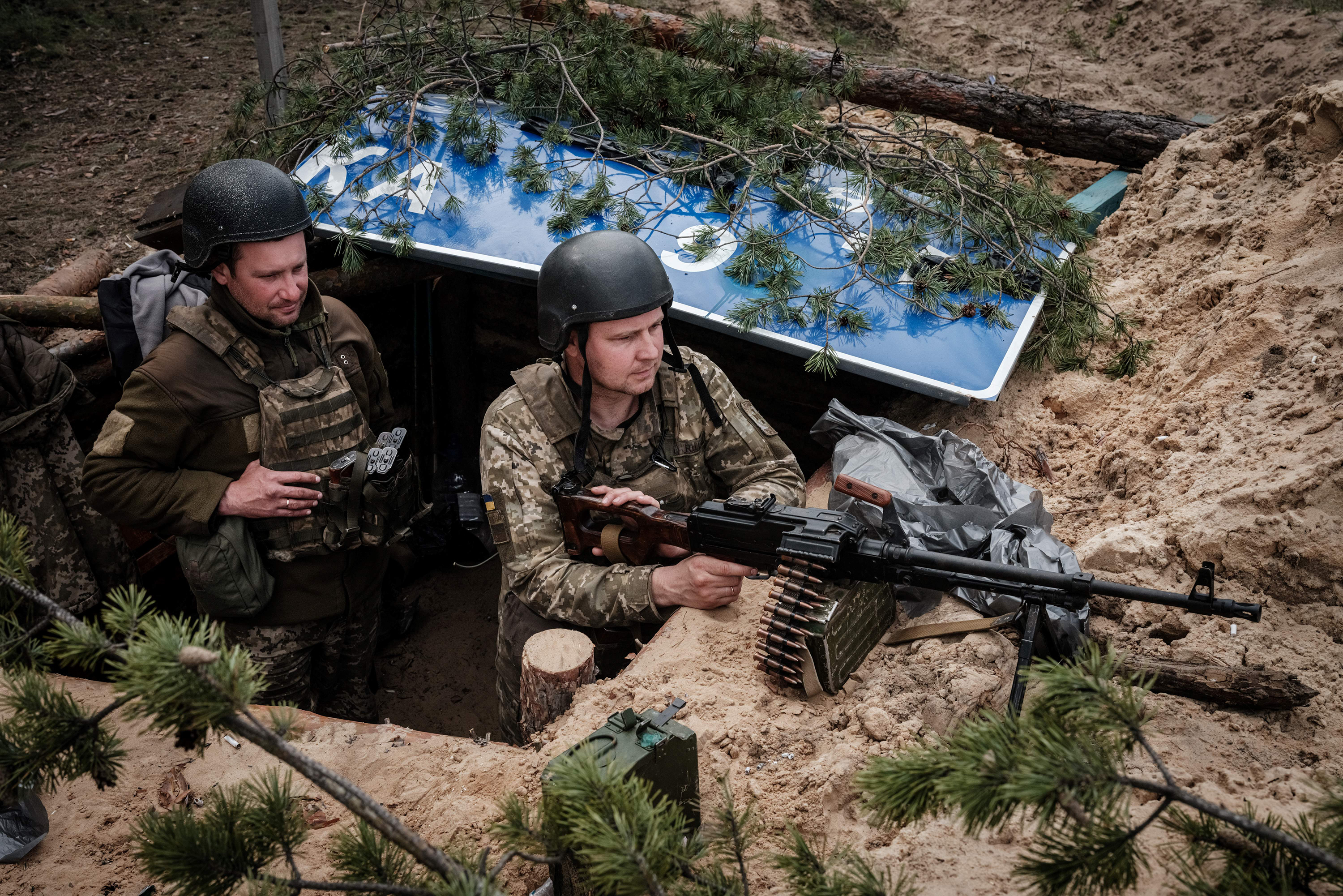 April 28: Ukrainian soldiers rest at their position near Lyman, eastern Ukraine, amid Russian invasion of Ukraine.