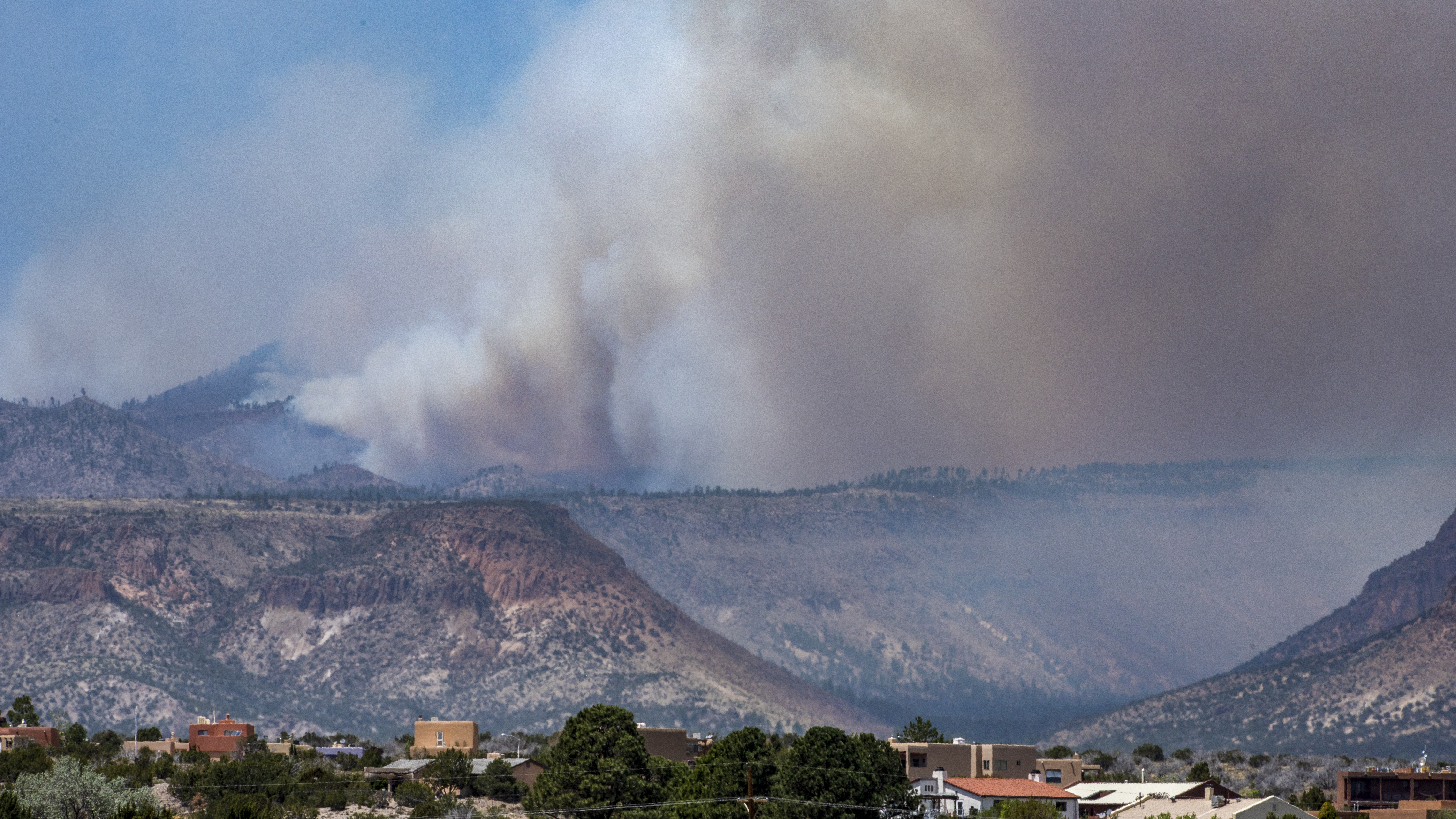 The Cerro Pelado Fire burns in the Jemez Mountains on Friday, April 29, 2022 in Cochiti, N.M..