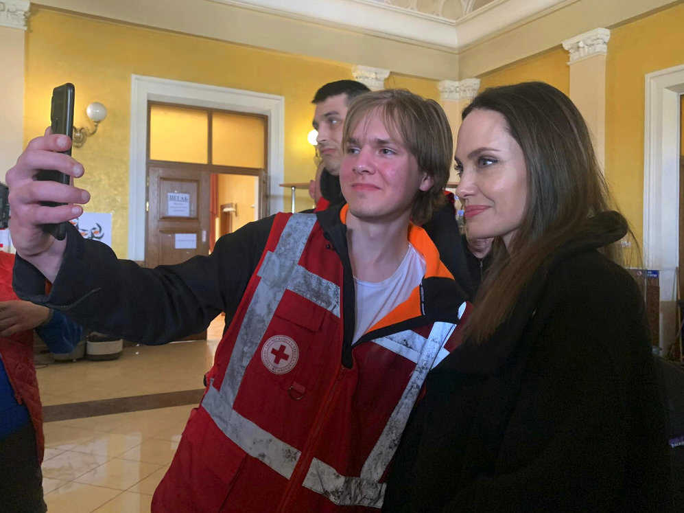 Angelina Jolie makes surprise Ukraine visit, meets children