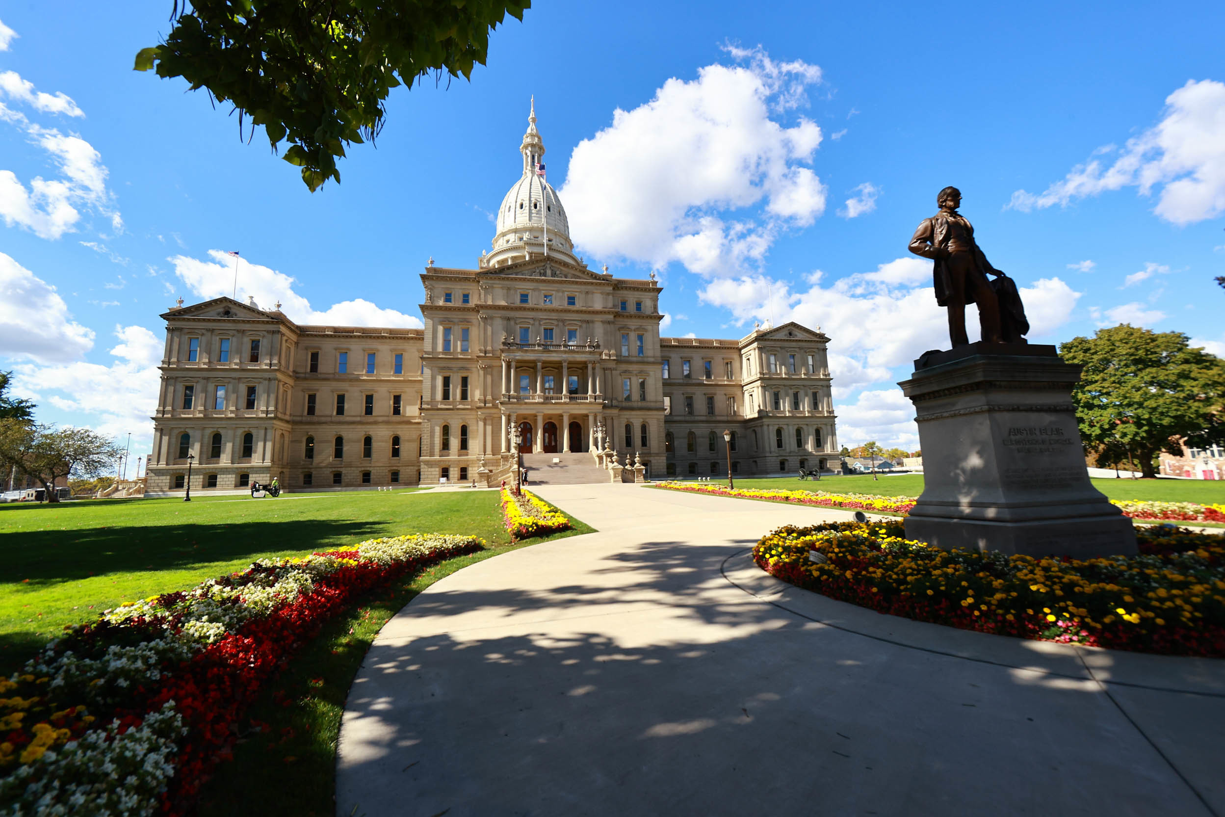 The Michigan State Capitol building is seen on Oct. 8, 2020, in Lansing. A Michigan law from 1931 would make abortion a felony in the state if the <em>Roe v. Wade</em> decision is overturned. (Getty Images)