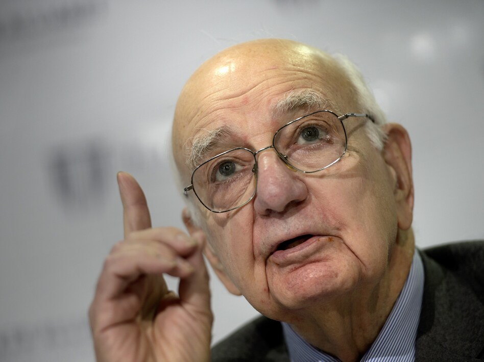 Former Fed Chair Paul Volcker, speaks at the National Press Club in Washington, D.C., on April 20, 2015. Powell has spoken admiringly of the bold steps Volcker took to control inflation in the early 1980s.